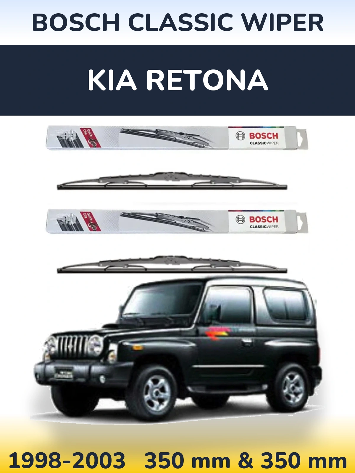 Komplet przednich wycieraczek BOSCH Classic Wiper 340 & 340 mm do KIA Retona 1998-2003