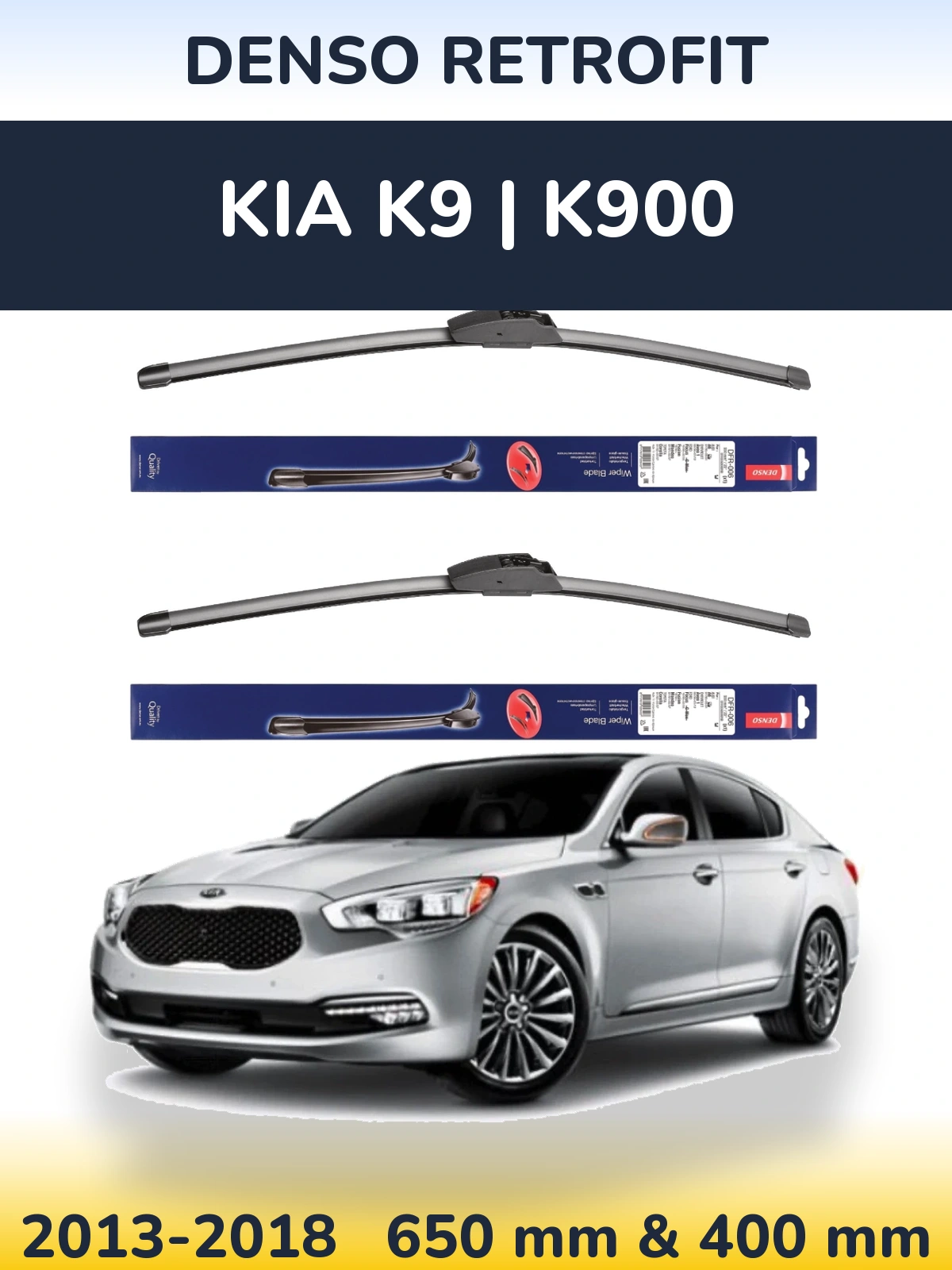 Комплект передних дворников Denso Retrofit 650 & 400 мм для KIA K9 | K900 2013-2018