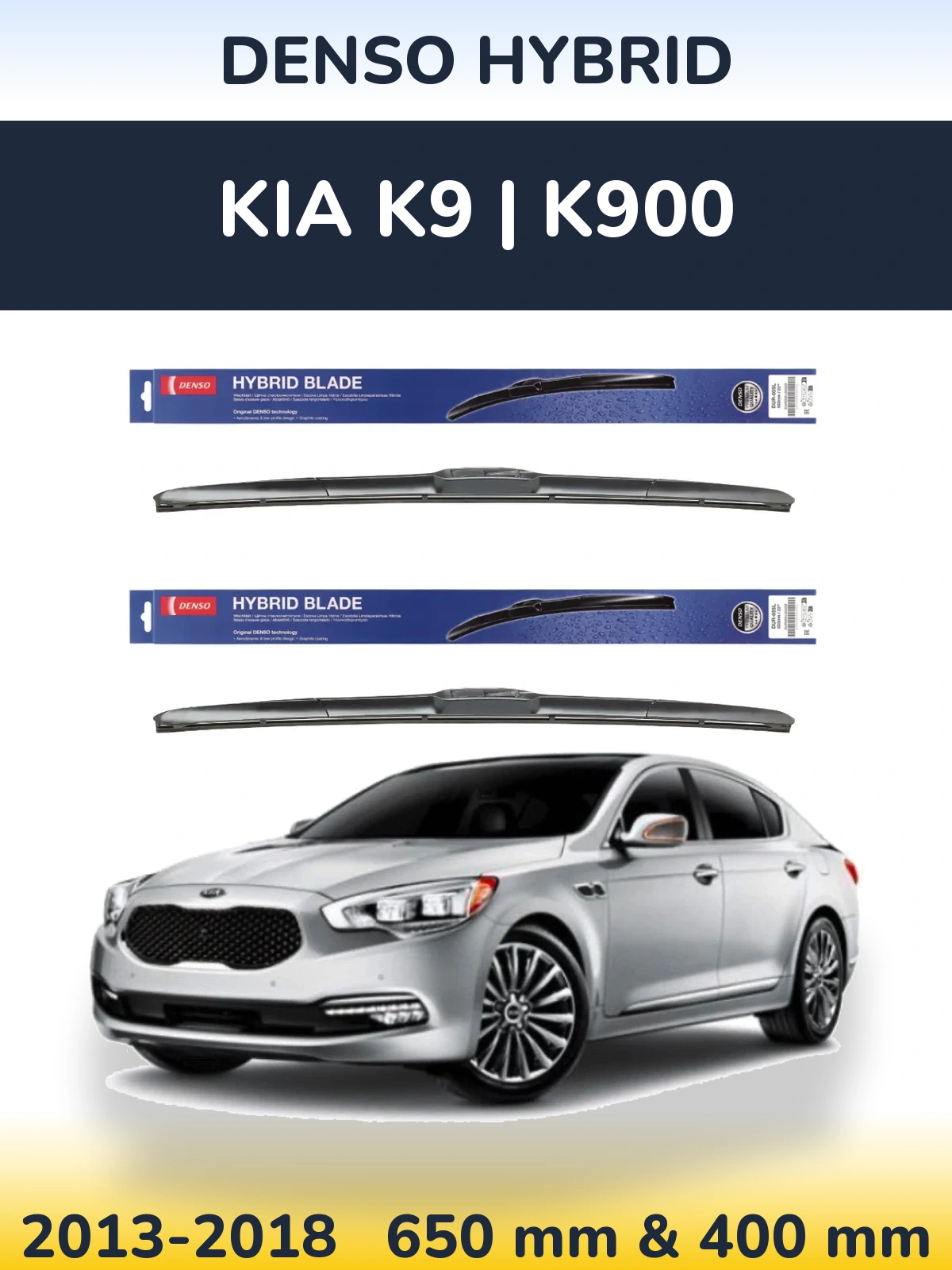 Komplet przednich wycieraczek Denso Hybrid 650 & 400 mm do KIA K9 | K900 2013-2018