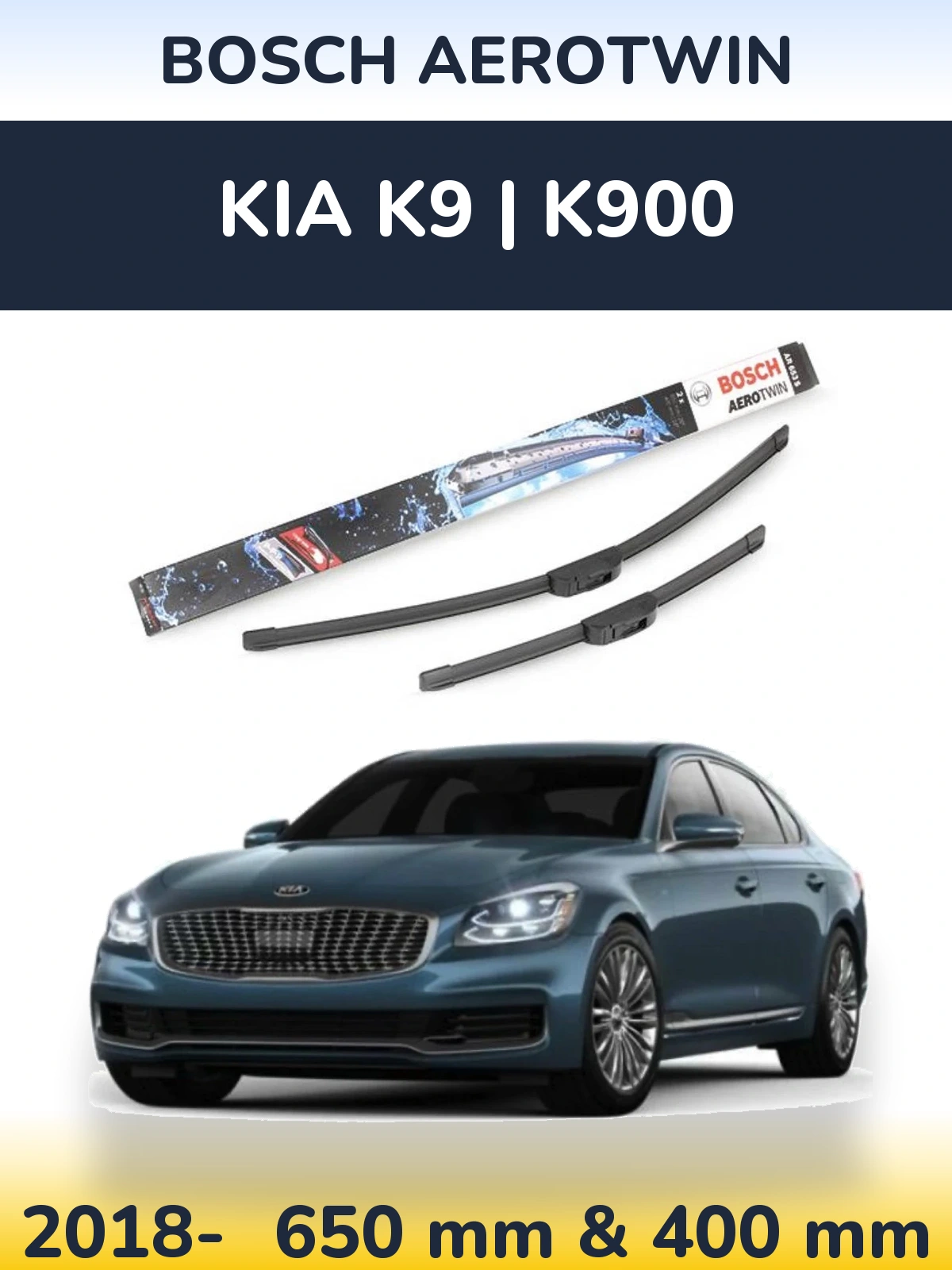 Komplet przednich wycieraczek BOSCH AeroTwin 650 & 400 mm do KIA K9 | K900 2018-2026