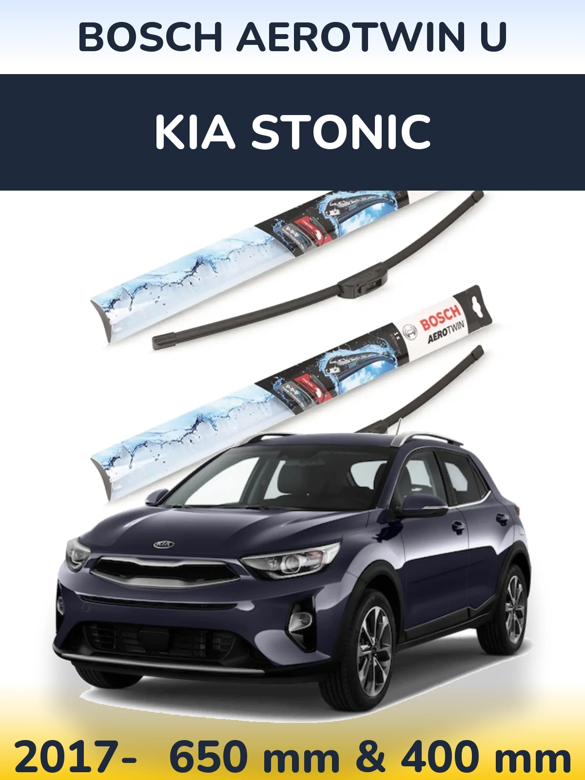 Komplet przednich wycieraczek BOSCH AeroTwin U 650 & 400 mm do KIA Stonic 2017-2026