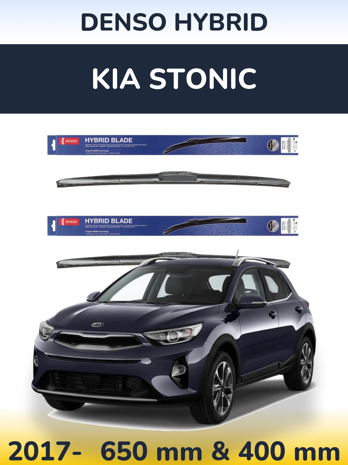 Komplet przednich wycieraczek Denso Hybrid 650 & 400 mm do KIA Stonic 2017-2026