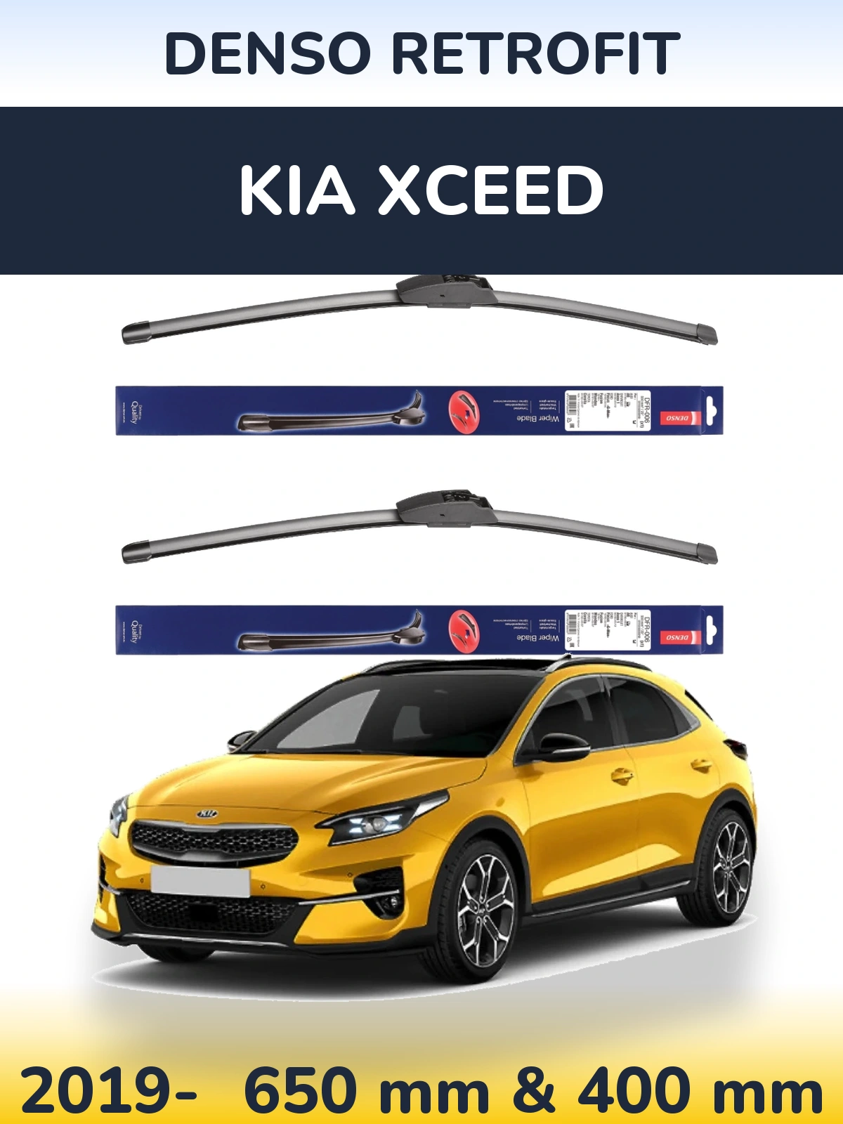 Komplet przednich wycieraczek Denso Retrofit 650 & 400 mm do KIA XCeed 2019-2026