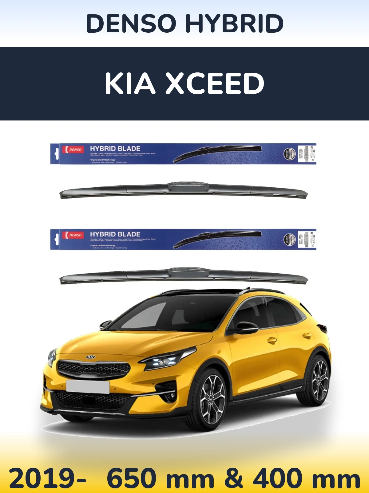 Komplet przednich wycieraczek Denso Hybrid 650 & 400 mm do KIA XCeed 2019-2026