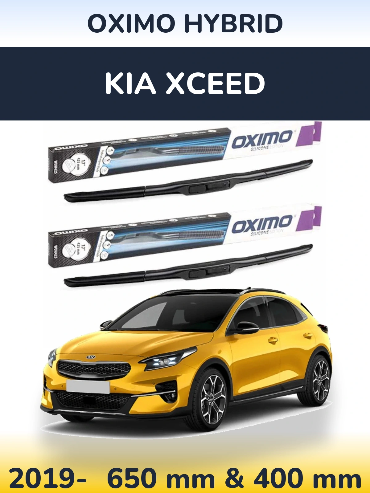 Komplet przednich wycieraczek Oximo Hybrid 650 & 400 mm do KIA XCeed 2019-2026