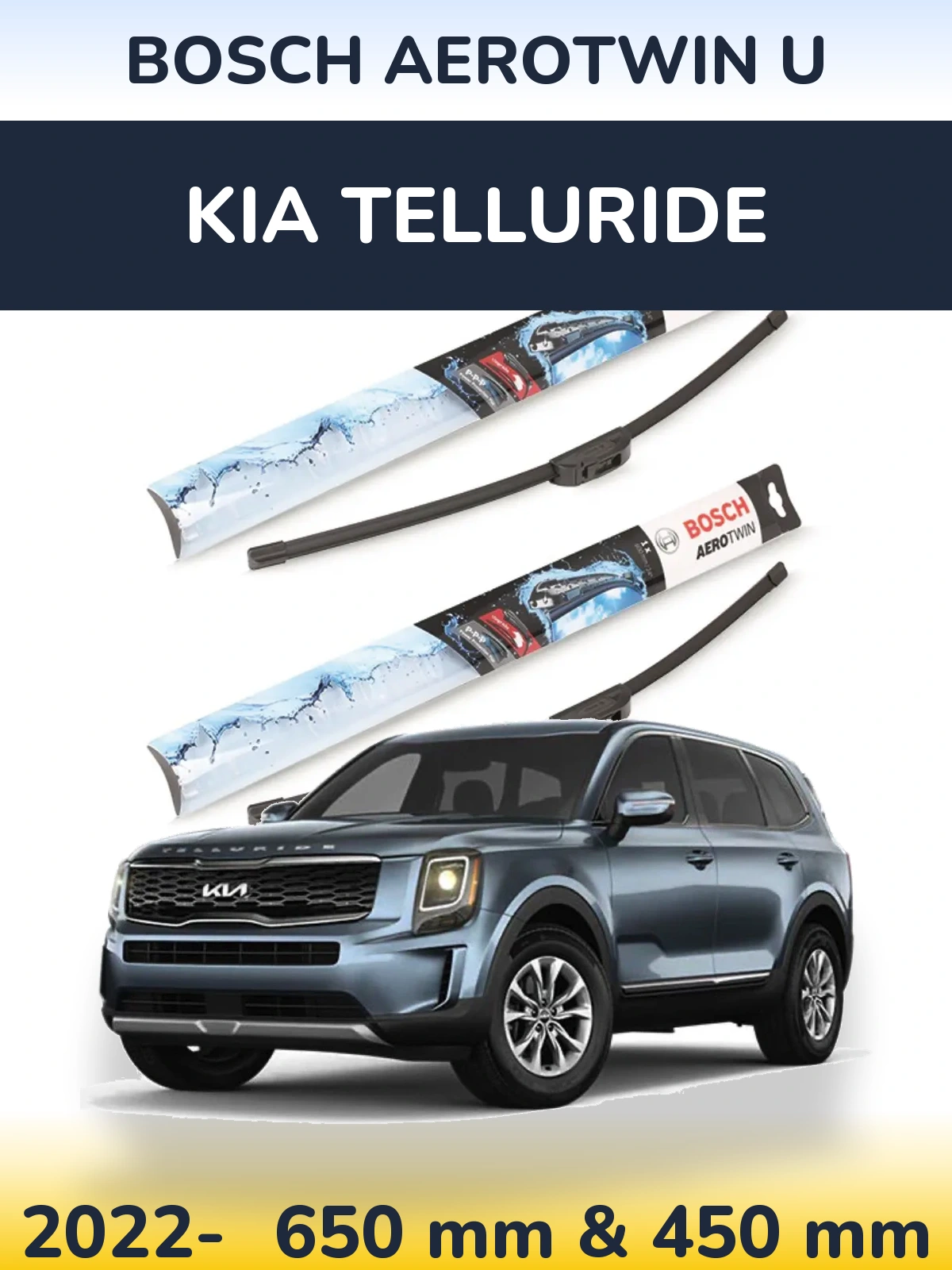 Komplet przednich wycieraczek BOSCH AeroTwin U 650 & 450 mm do KIA Telluride 2022-2026