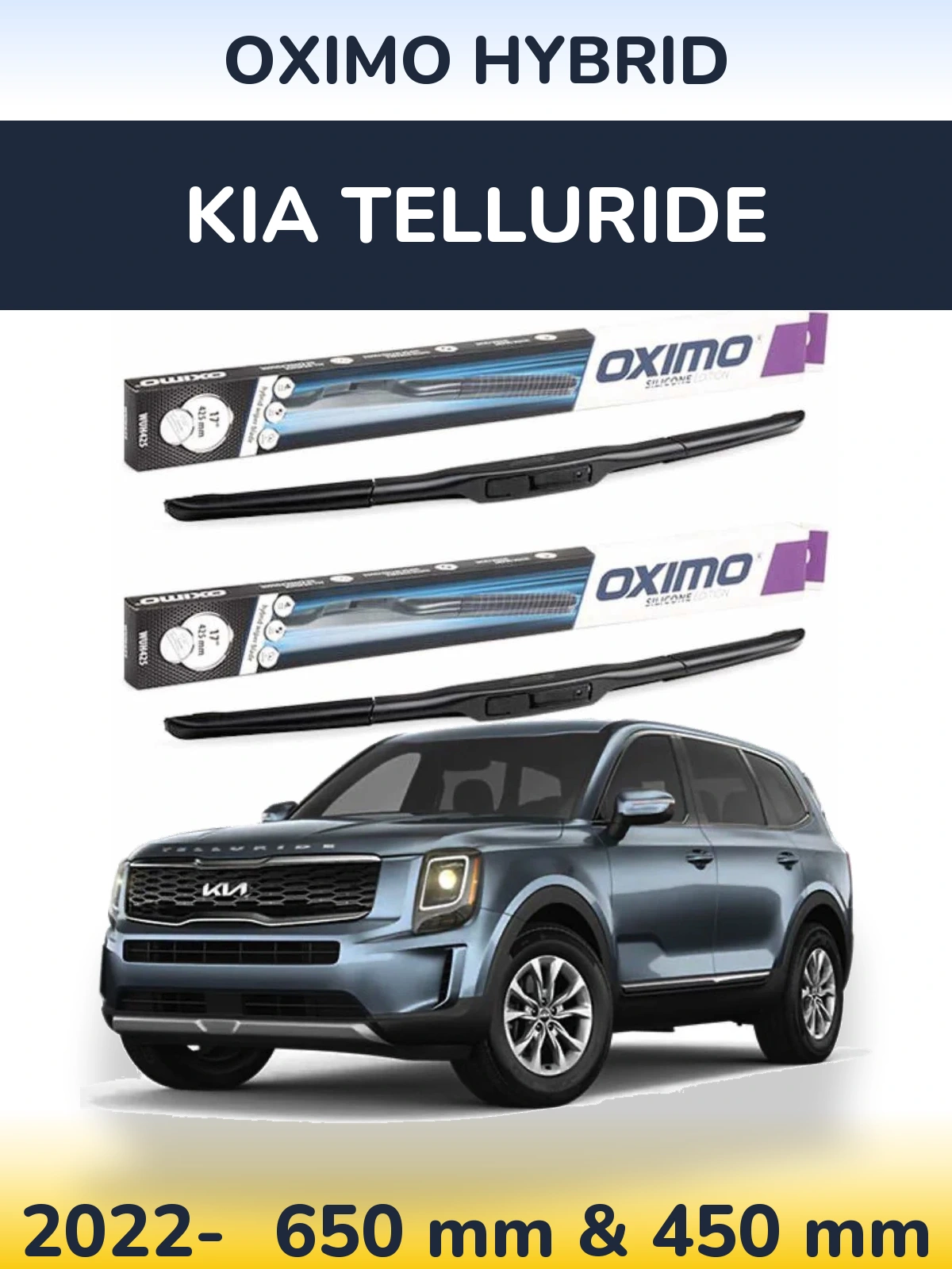 Komplet przednich wycieraczek Oximo Hybrid 650 & 450 mm do KIA Telluride 2022-2026