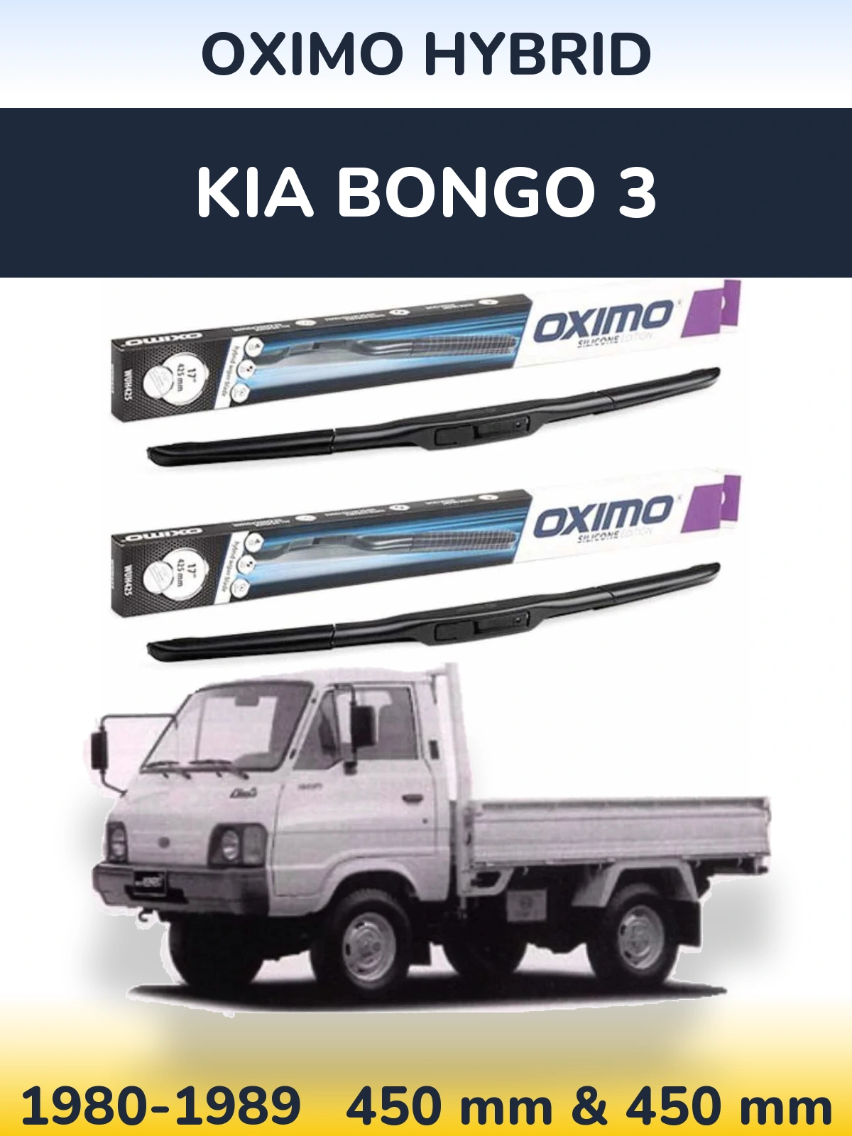 Komplet przednich wycieraczek Oximo Hybrid 450 & 450 mm do KIA Bongo 3 1980-1989