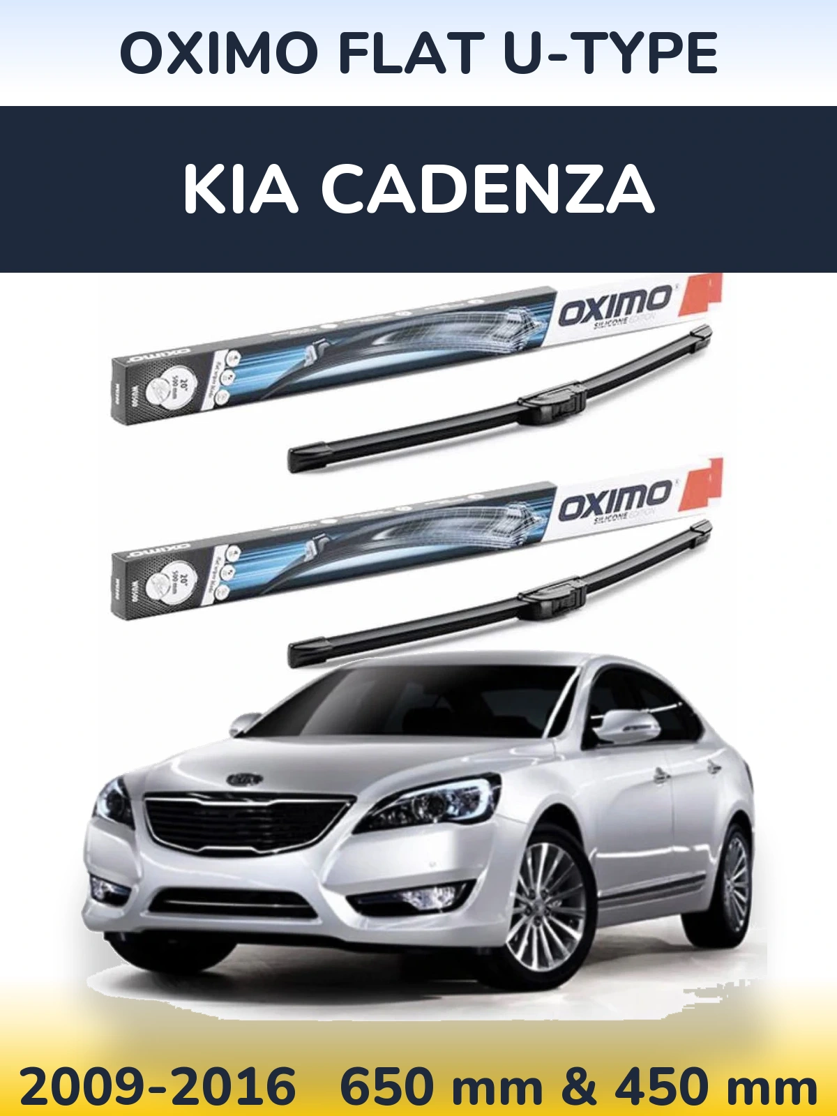 Komplet przednich wycieraczek Oximo Flat U-type 650 & 450 mm do KIA Cadenza 2009-2016