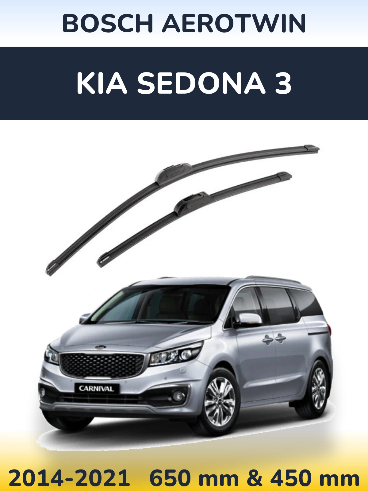 Komplet przednich wycieraczek BOSCH AeroTwin 650 & 450 mm do KIA Sedona 3 2014-2021