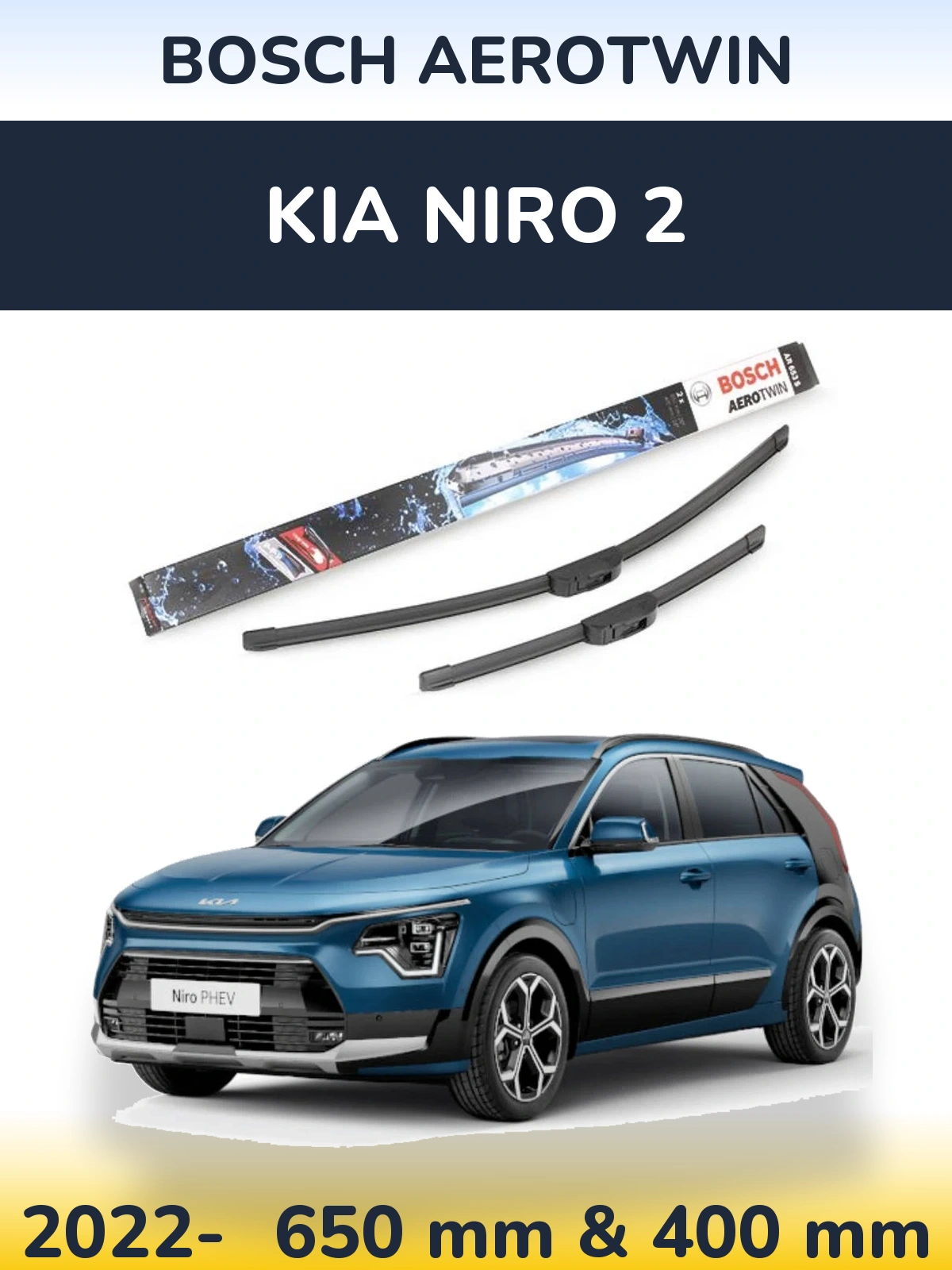 Komplet przednich wycieraczek BOSCH AeroTwin 650 & 400 mm do KIA Niro 2 2022-2026