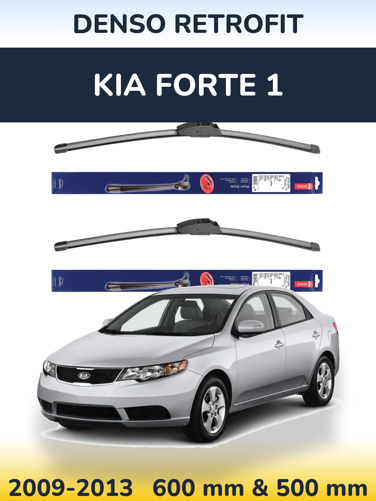 Комплект передних дворников Denso Retrofit 600 & 500 мм для KIA Forte 1 2009-2013