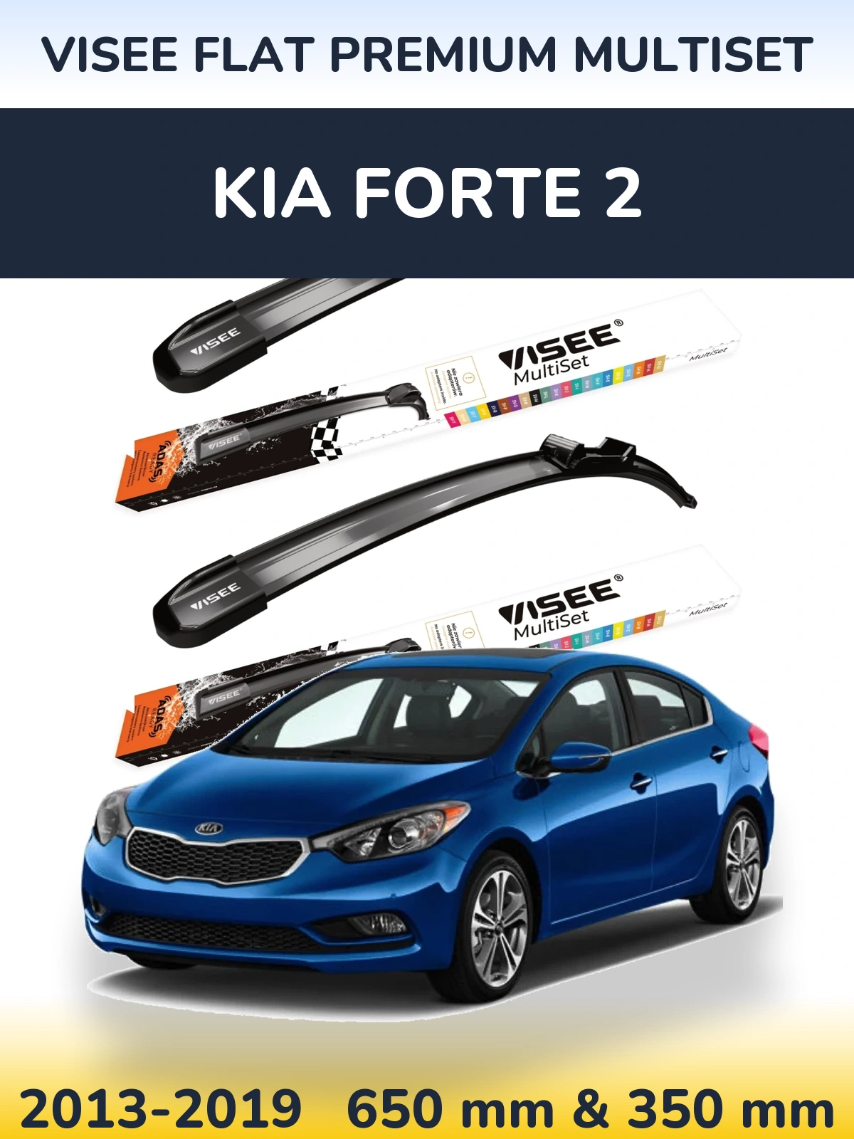 Komplet przednich wycieraczek VISEE FLAT PREMIUM MultiSet 650 & 350 mm do KIA Forte 2 2013-2019