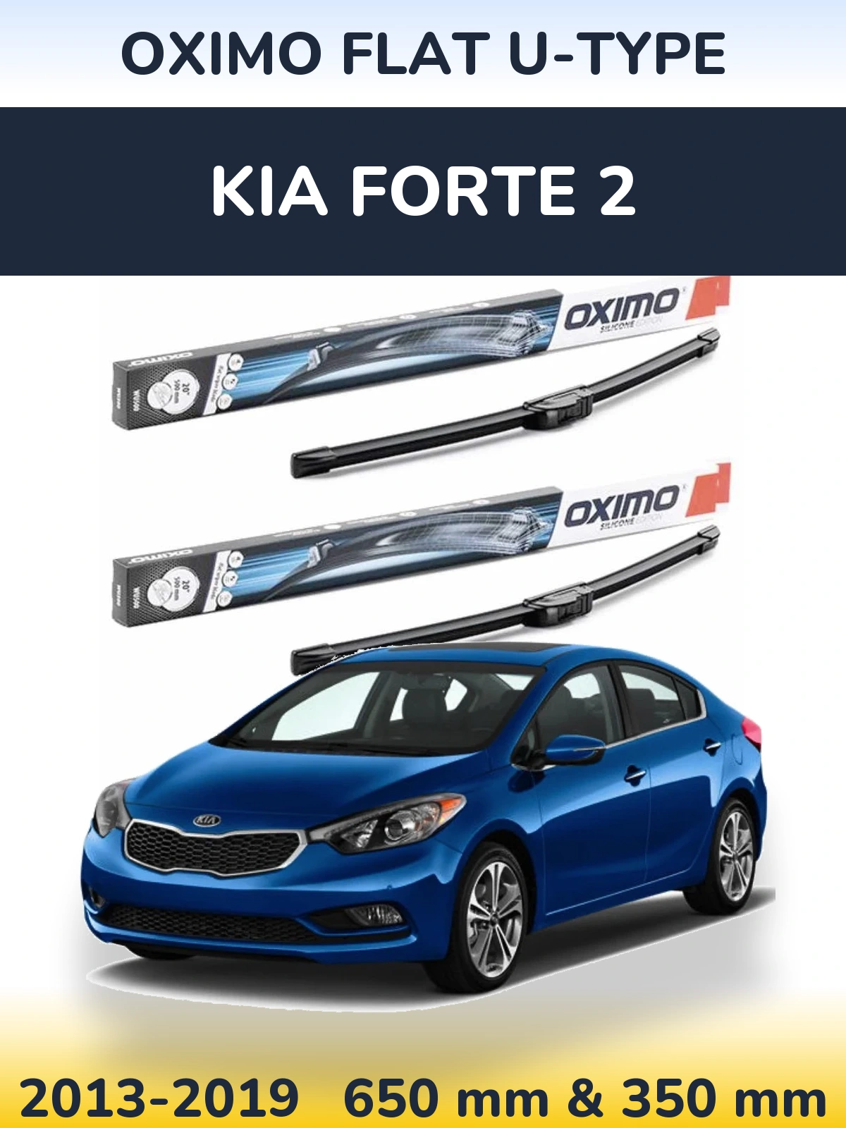 Komplet przednich wycieraczek Oximo Flat U-type 650 & 350 mm do KIA Forte 2 2013-2019