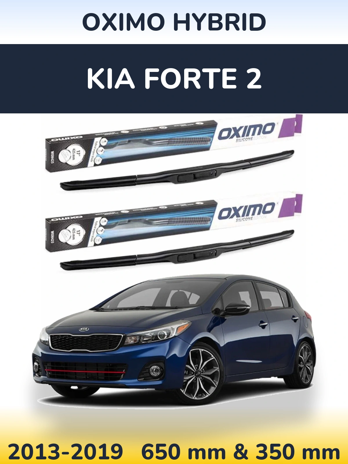 Komplet przednich wycieraczek Oximo Hybrid 650 & 350 mm do KIA Forte 2 2013-2019