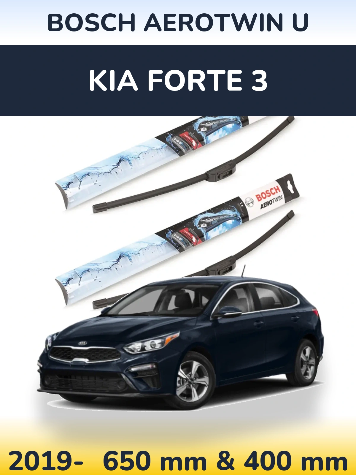 Komplet przednich wycieraczek BOSCH AeroTwin U 650 & 400 mm do KIA Forte 3 2019-2026