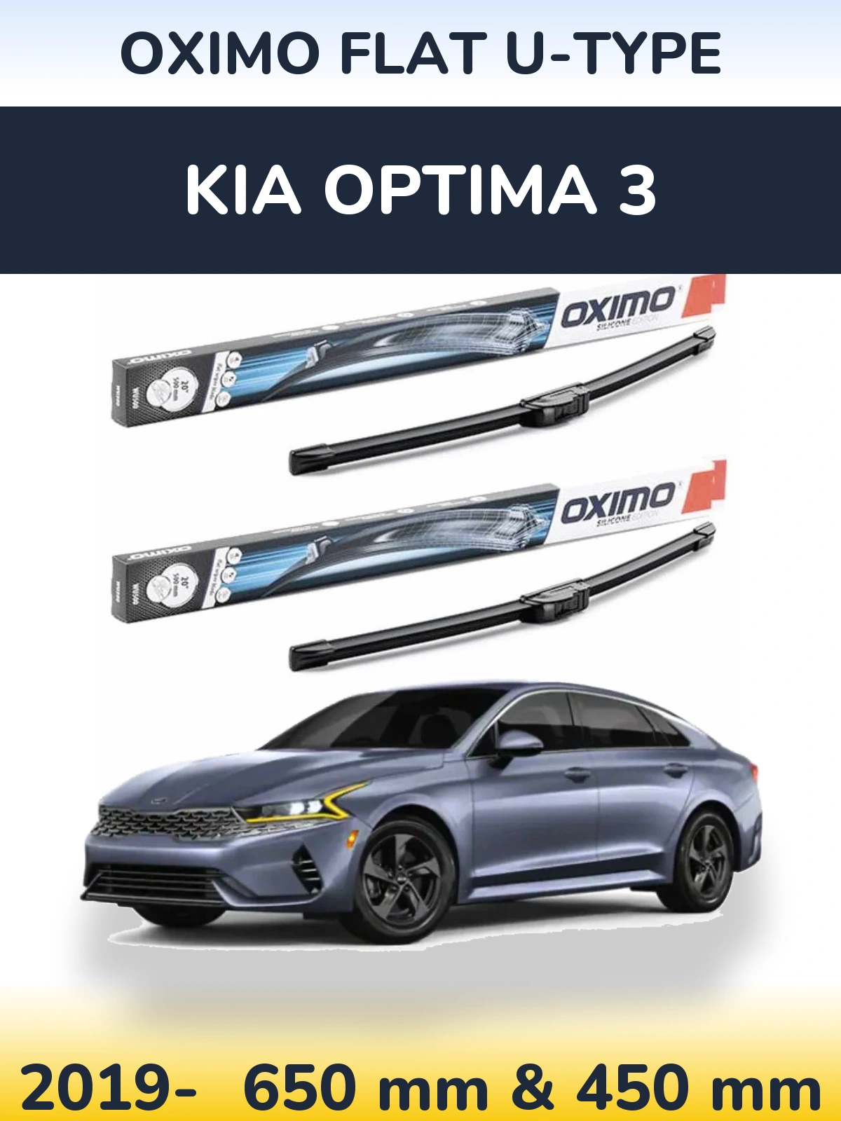 Komplet przednich wycieraczek Oximo Flat U-type 650 & 450 mm do KIA Optima 3 2019-2026