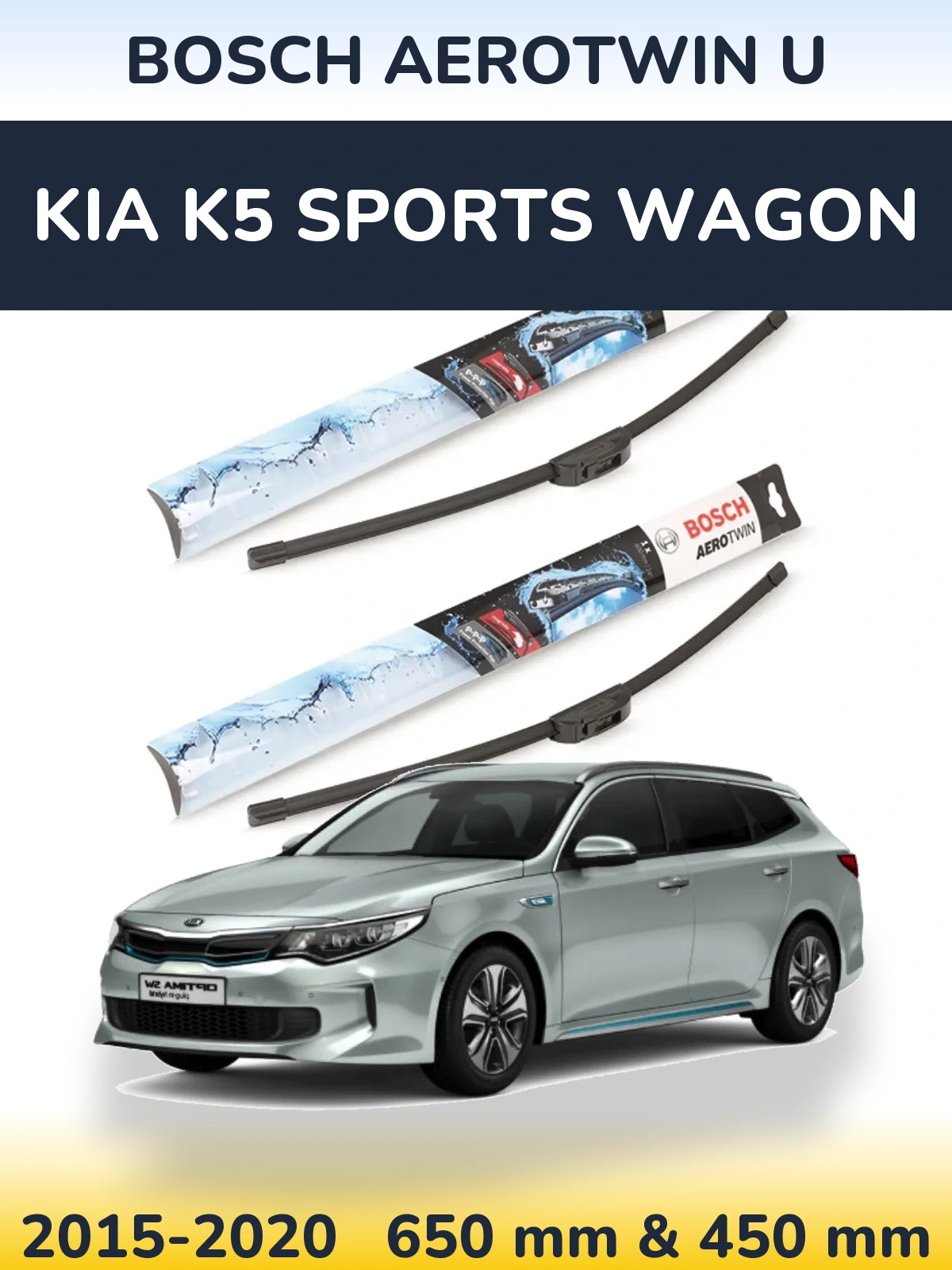 Komplet przednich wycieraczek BOSCH AeroTwin U 650 & 450 mm do KIA K5 Sports Wagon 2015-2020