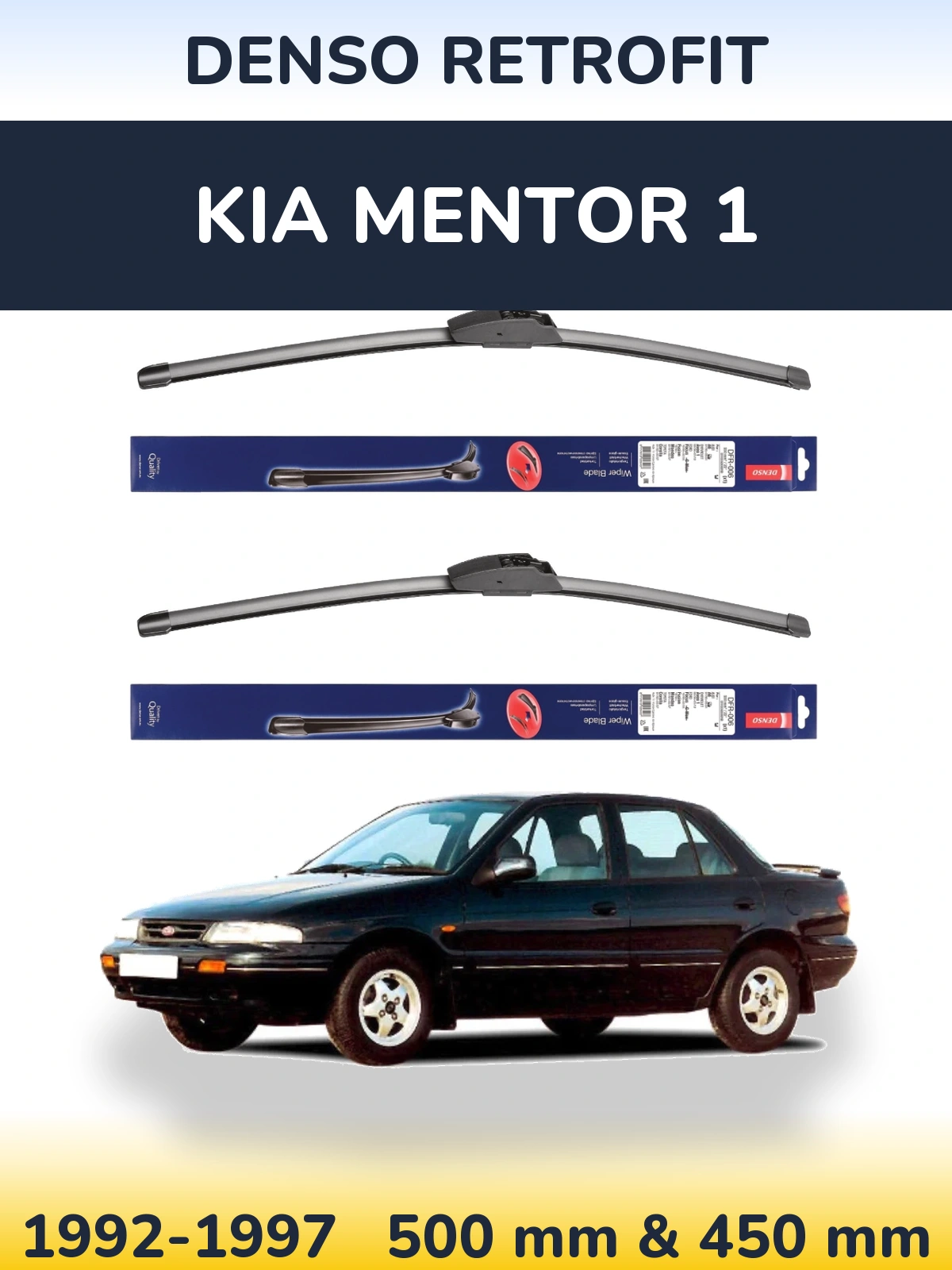 Комплект передних дворников Denso Retrofit 500 & 450 мм для KIA Mentor 1 1992-1997
