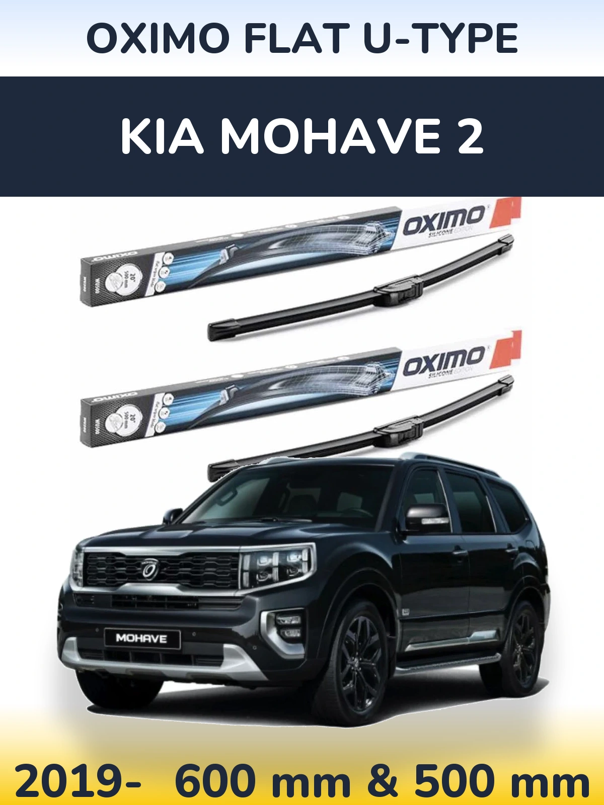 Komplet przednich wycieraczek Oximo Flat U-type 600 & 500 mm do KIA Mohave 2 2019-2026