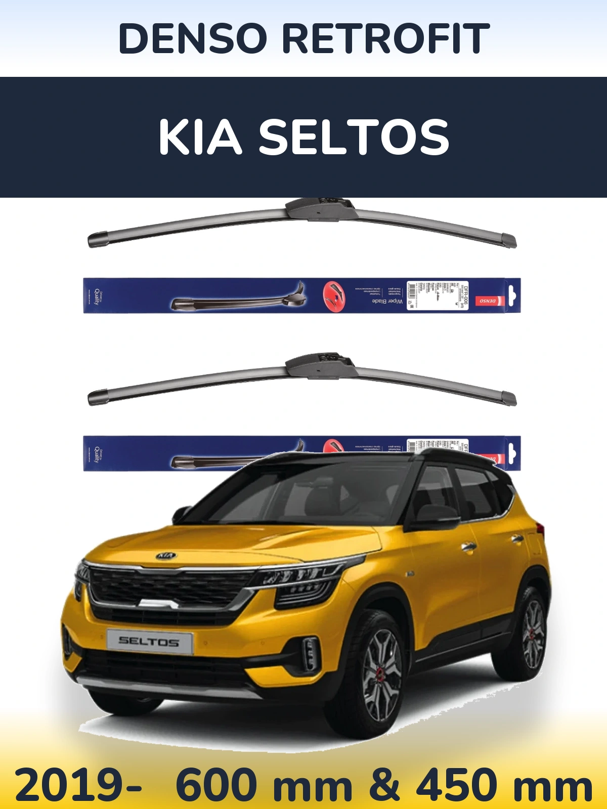 Komplet przednich wycieraczek Denso Retrofit 600 & 450 mm do KIA Seltos 2019-2026