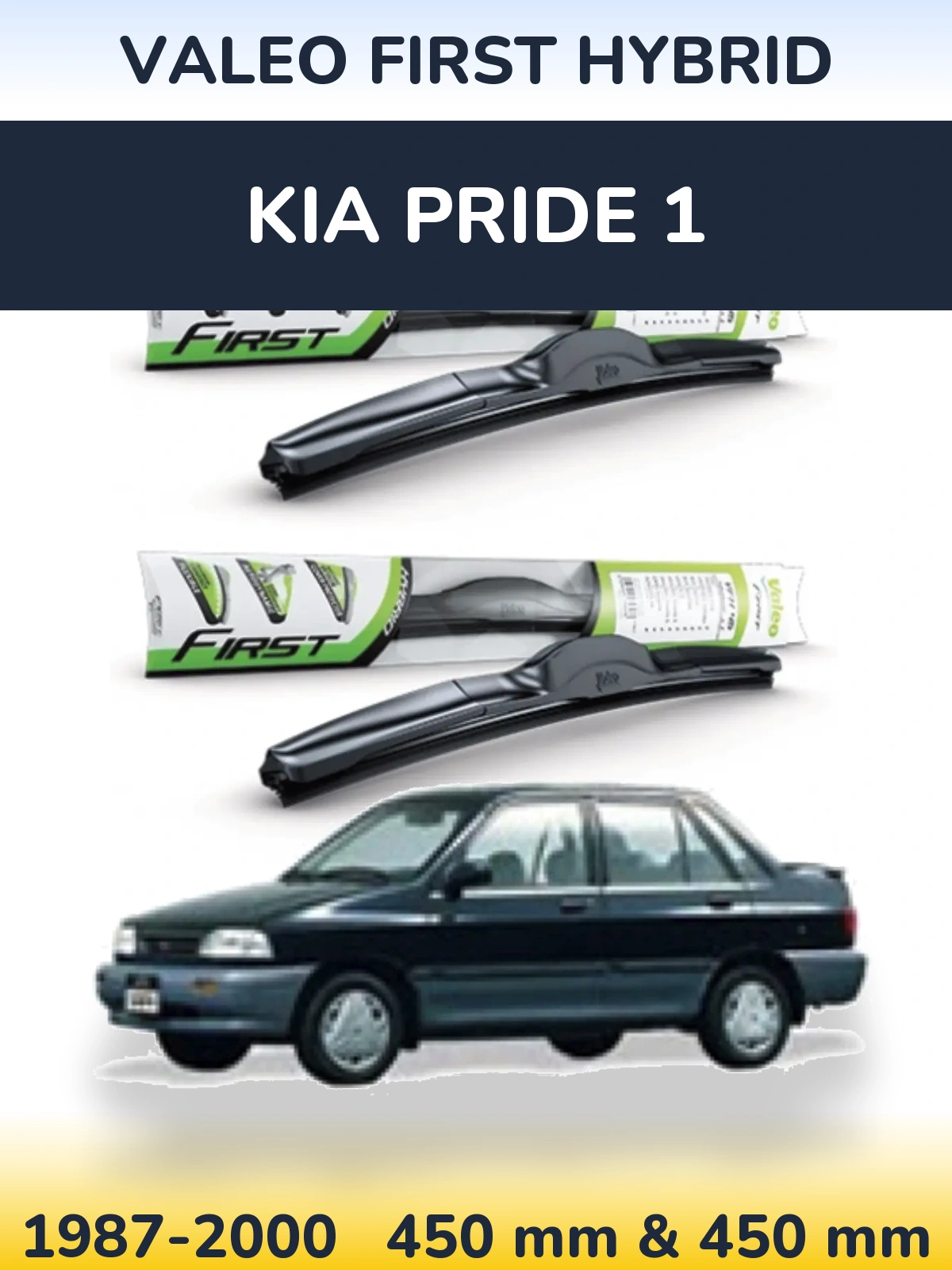 Комплект передних дворников Valeo First Hybrid 450 & 450 мм для KIA Pride 1 1987-2000