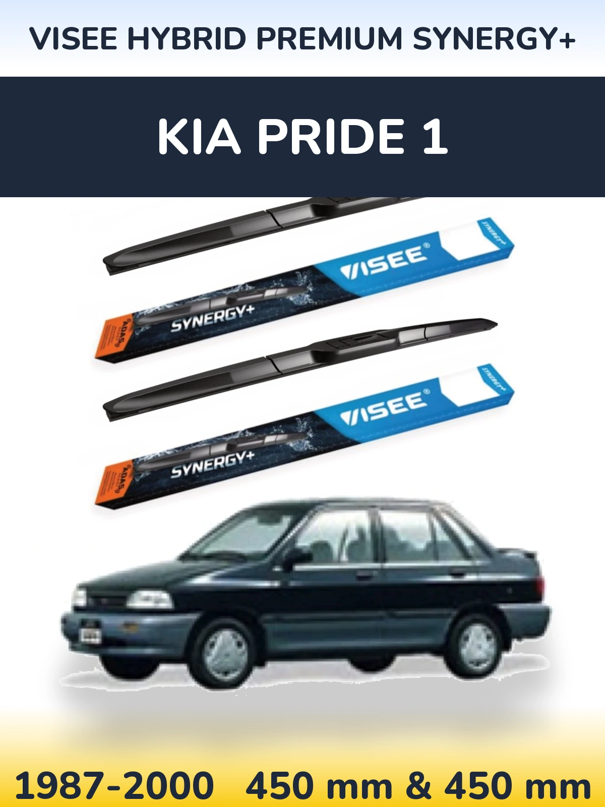 Komplet przednich wycieraczek VISEE HYBRID PREMIUM SYNERGY+ 450 & 450 mm do KIA Pride 1 1987-2000