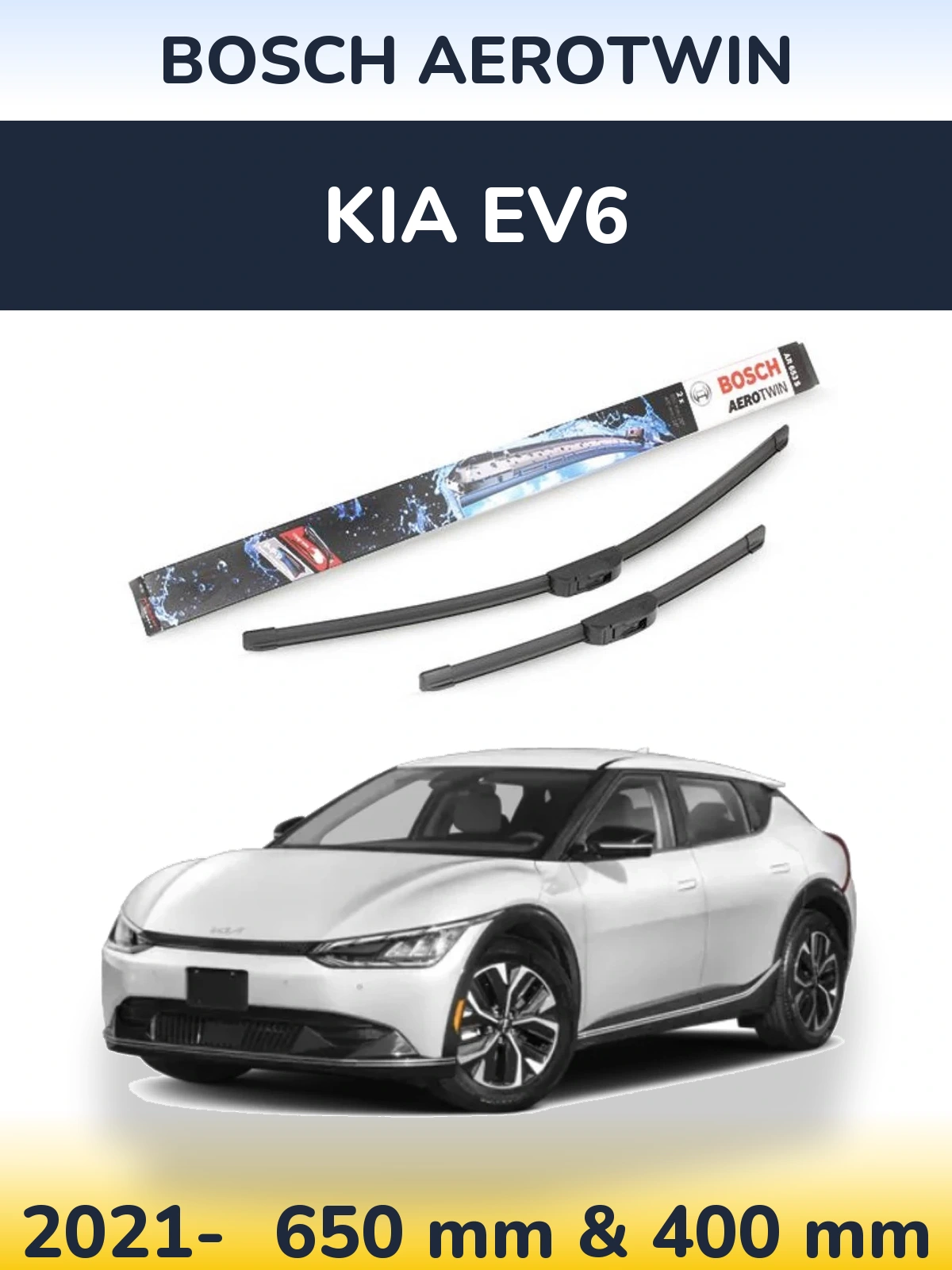 Комплект передних дворников BOSCH AeroTwin 650 & 400 мм для KIA EV6 2021-2026