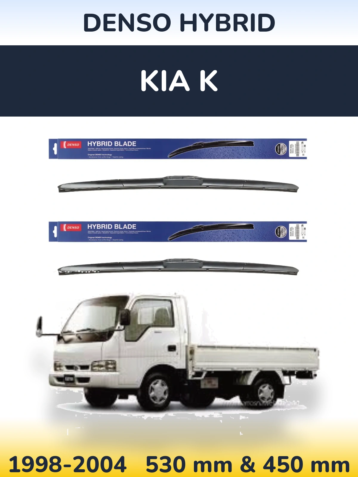 Komplet przednich wycieraczek Denso Hybrid 530 & 450 mm do KIA K 1998-2004