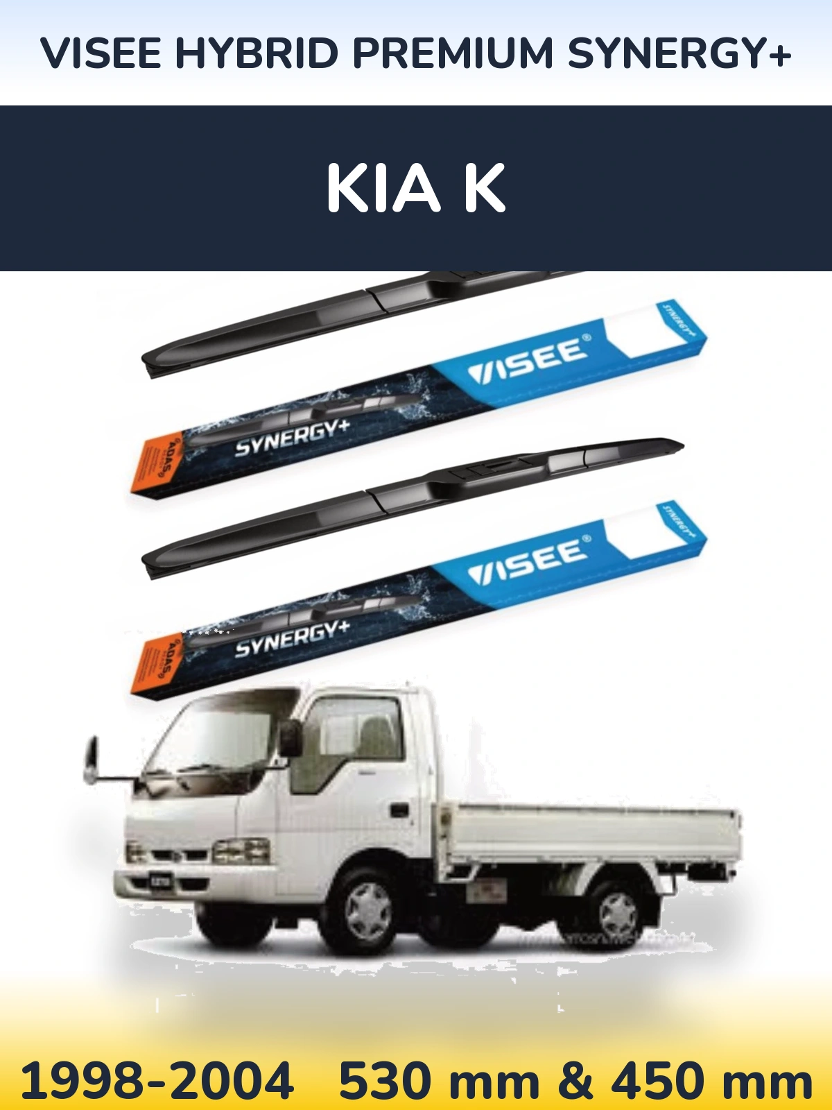 Front wiper blade set VISEE HYBRID PREMIUM SYNERGY+ 530 & 450 mm for KIA K 1998-2004
