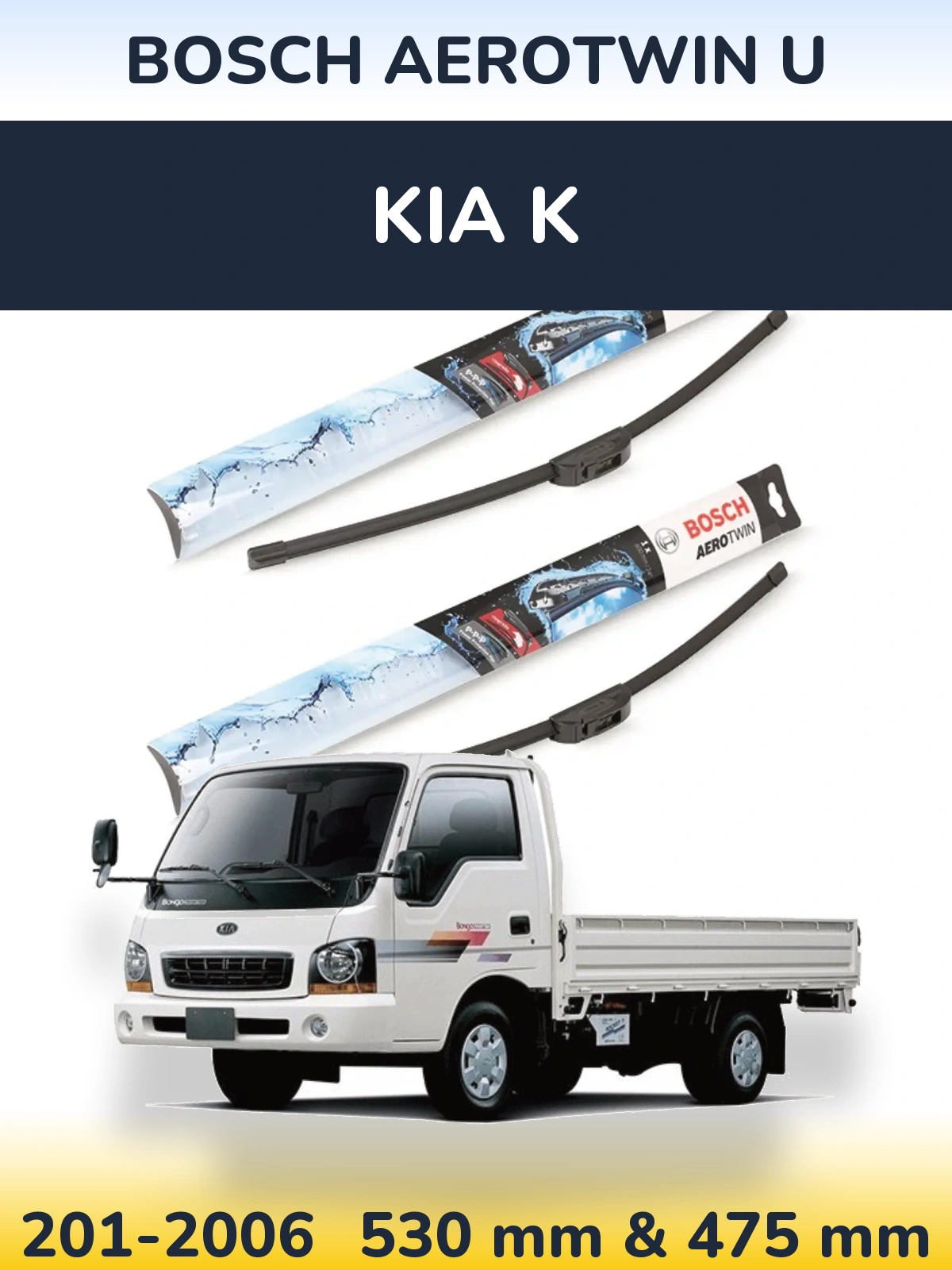 Komplet przednich wycieraczek BOSCH AeroTwin U 530 & 475 mm do KIA K 201-2006