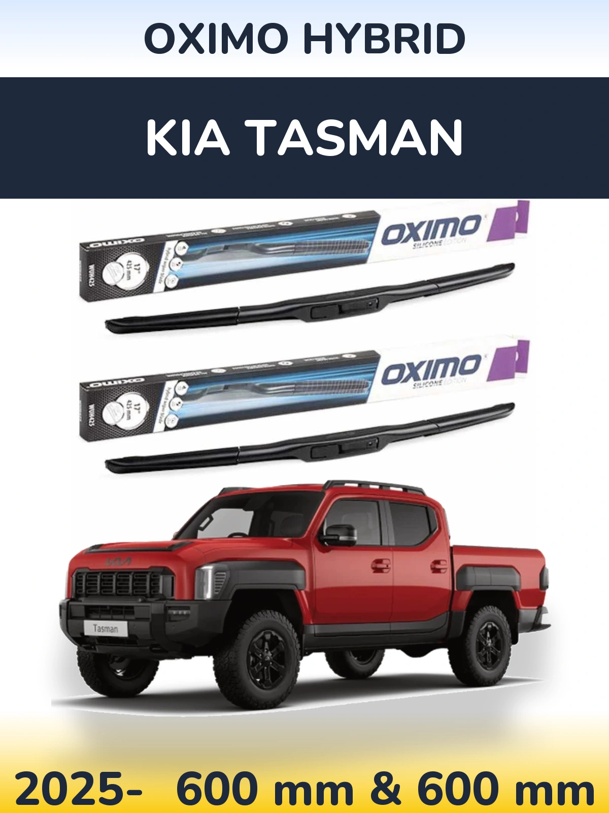 Комплект передних дворников Oximo Hybrid 600 & 600 мм для KIA Tasman 2025-2026