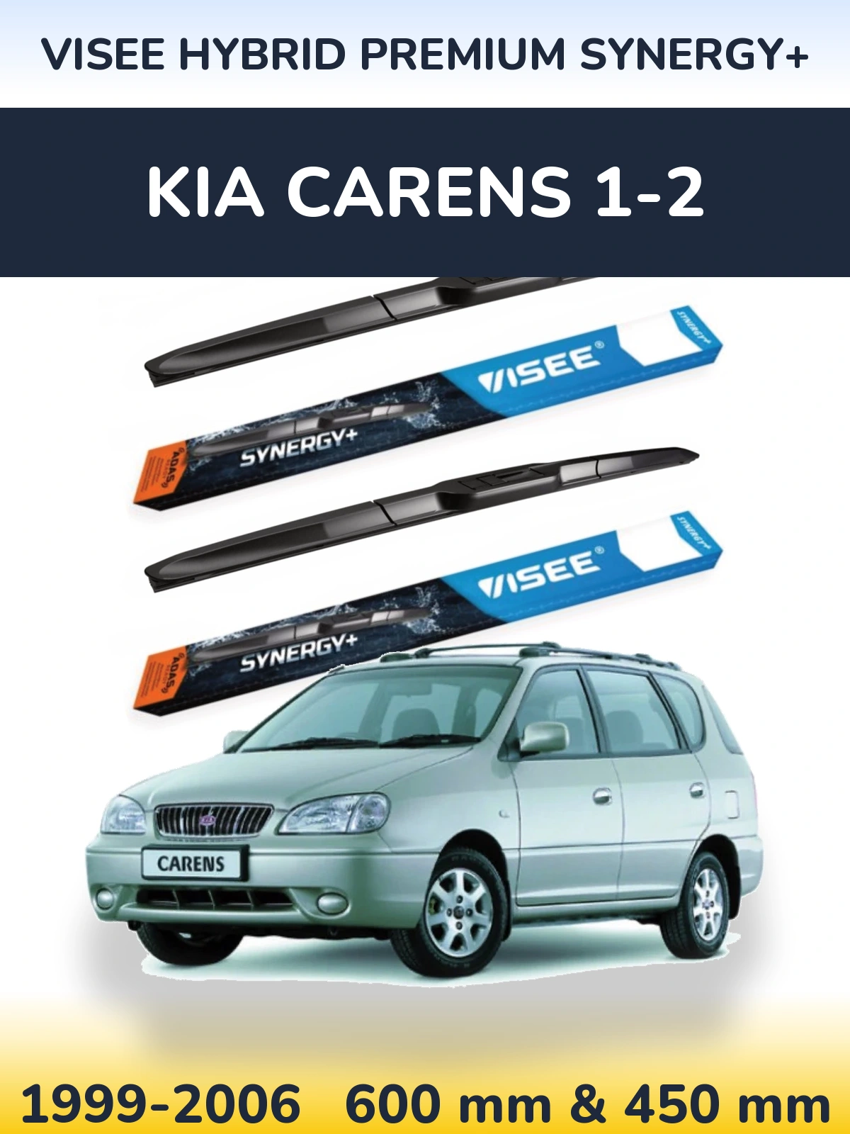 Komplet przednich wycieraczek VISEE HYBRID PREMIUM SYNERGY+ 600 & 450 mm do KIA Carens 1-2 1999-2006