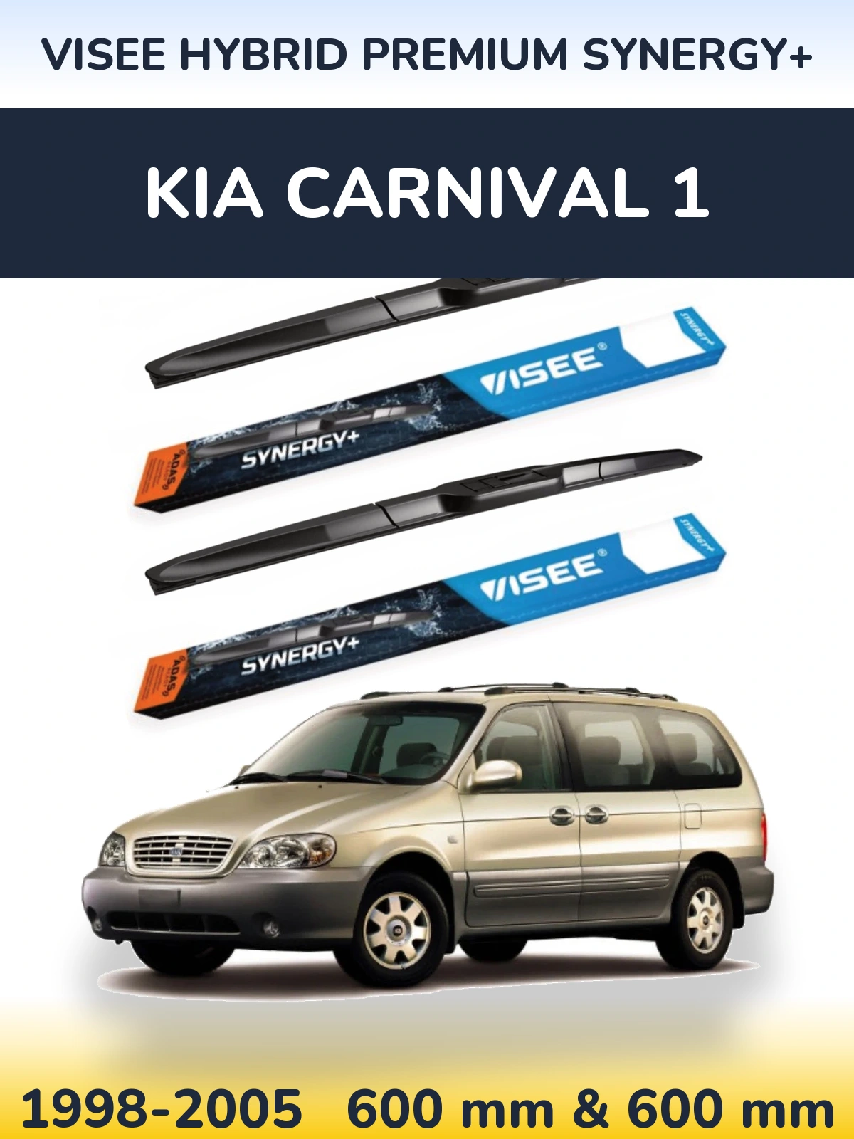 Komplet przednich wycieraczek VISEE HYBRID PREMIUM SYNERGY+ 600 & 600 mm do KIA Carnival 1 1998-2005