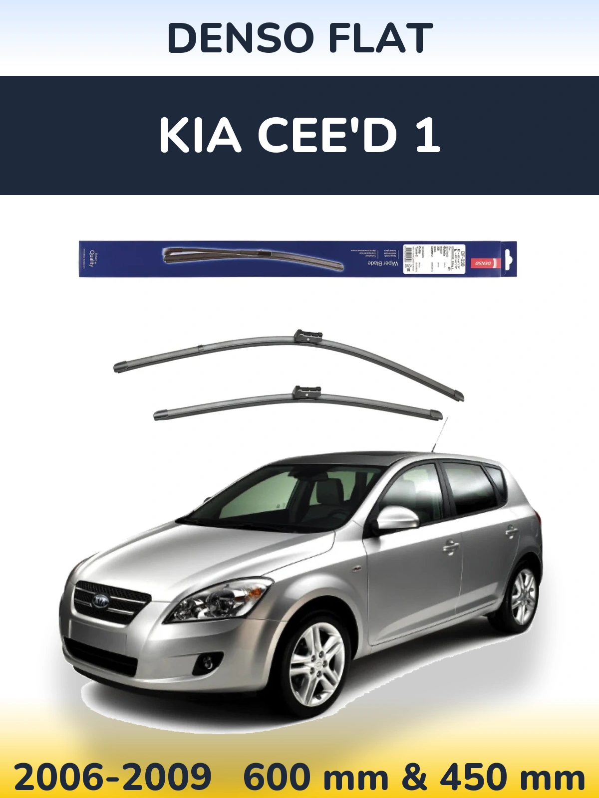 Komplet przednich wycieraczek Denso Flat 600 & 450 mm do KIA Cee'd 1 2006-2009