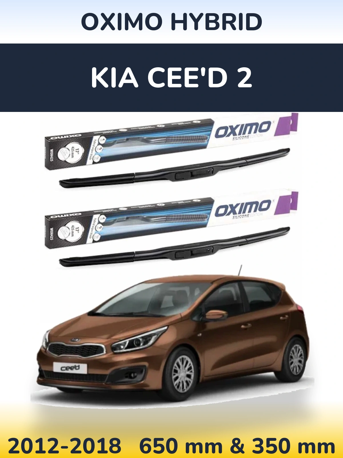 Komplet przednich wycieraczek Oximo Hybrid 650 & 350 mm do KIA Cee'd 2 2012-2018