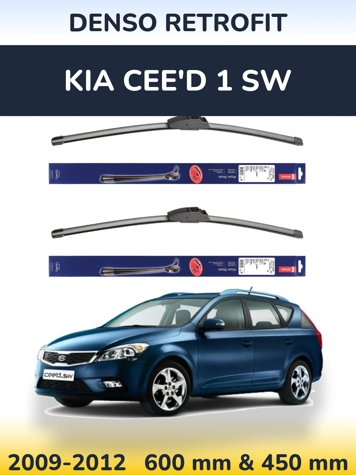 Komplet przednich wycieraczek Denso Retrofit 600 & 450 mm do KIA Cee'd 1 SW 2009-2012