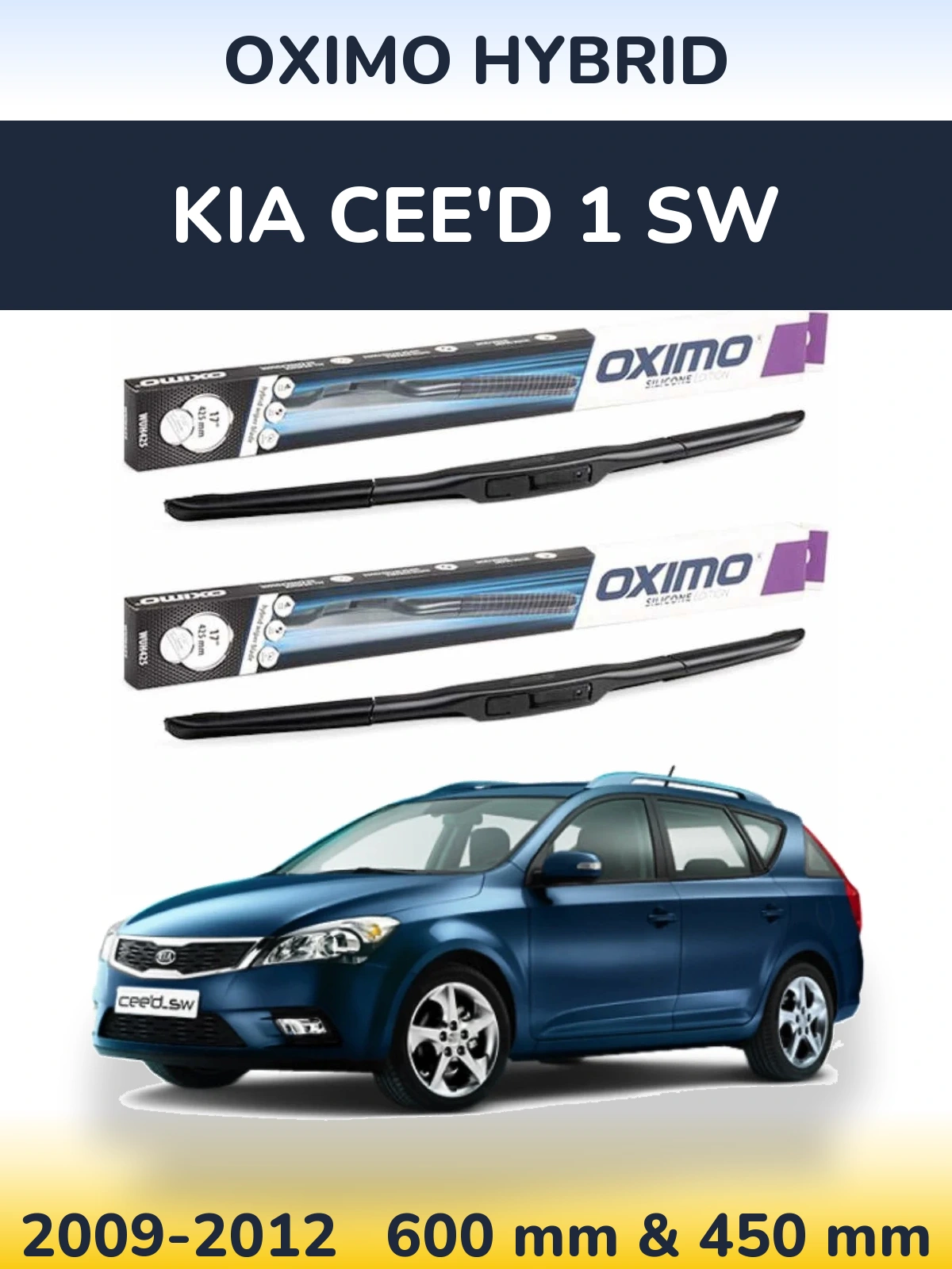 Komplet przednich wycieraczek Oximo Hybrid 600 & 450 mm do KIA Cee'd 1 SW 2009-2012