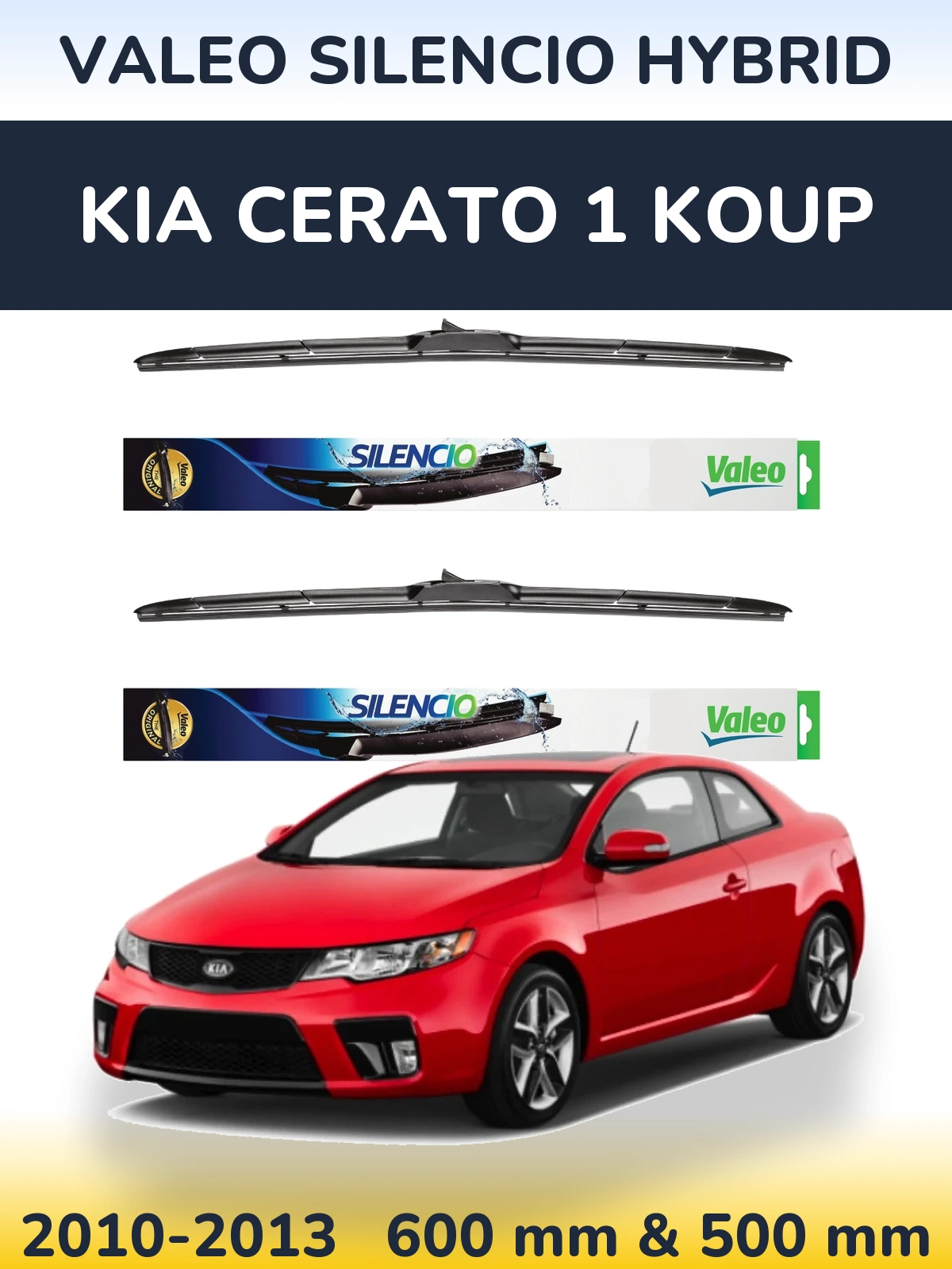 Komplet przednich wycieraczek Valeo Silencio Hybrid 600 & 500 mm do KIA Cerato 1 Koup 2010-2013