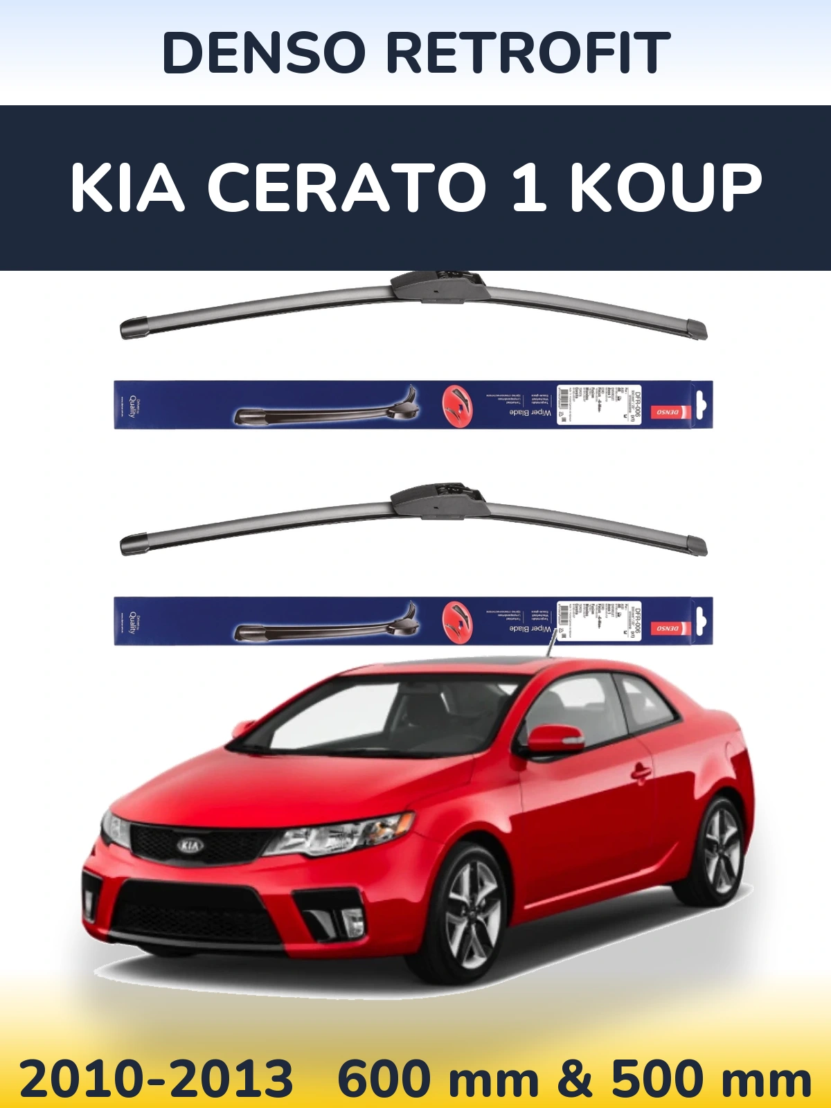 Комплект передних дворников Denso Retrofit 600 & 500 мм для KIA Cerato 1 Koup 2010-2013
