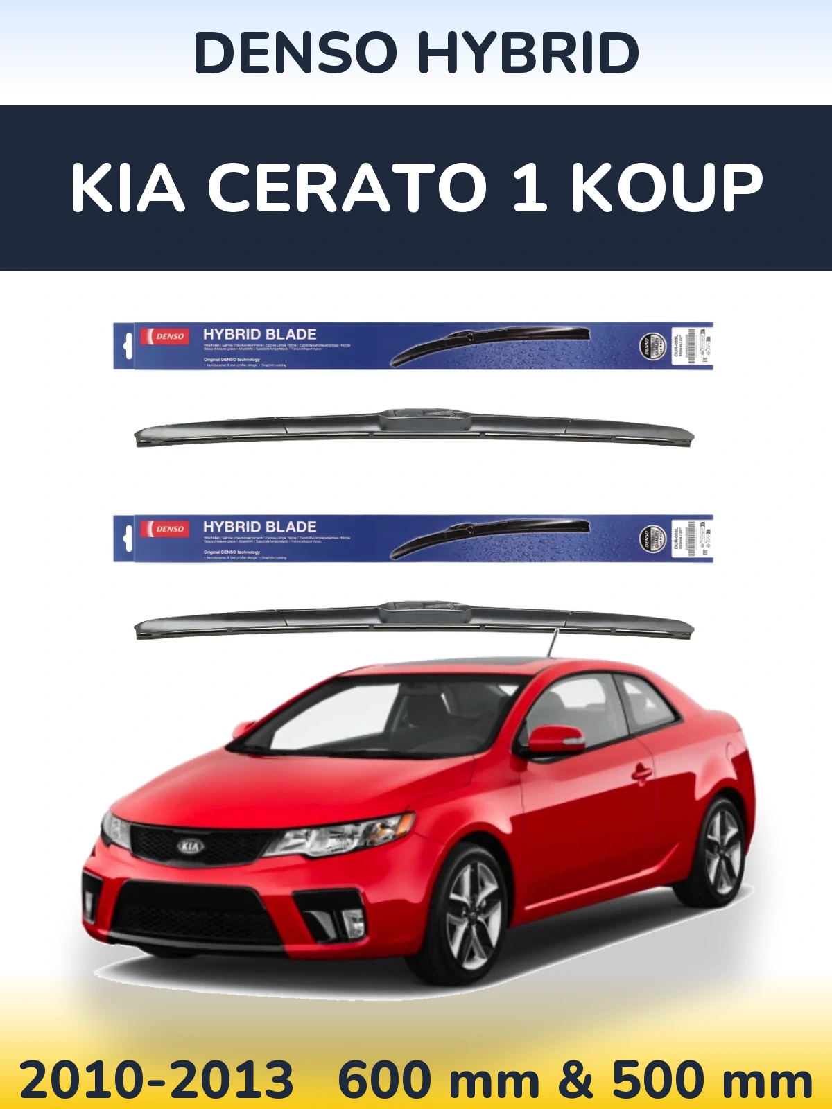 Komplet przednich wycieraczek Denso Hybrid 600 & 500 mm do KIA Cerato 1 Koup 2010-2013