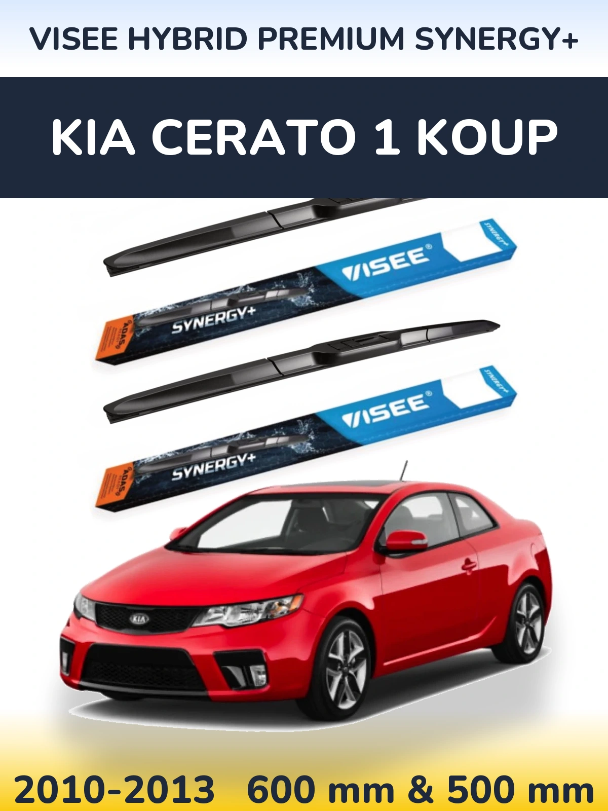 Комплект передних дворников VISEE HYBRID PREMIUM SYNERGY+ 600 & 500 мм для KIA Cerato 1 Koup 2010-2013