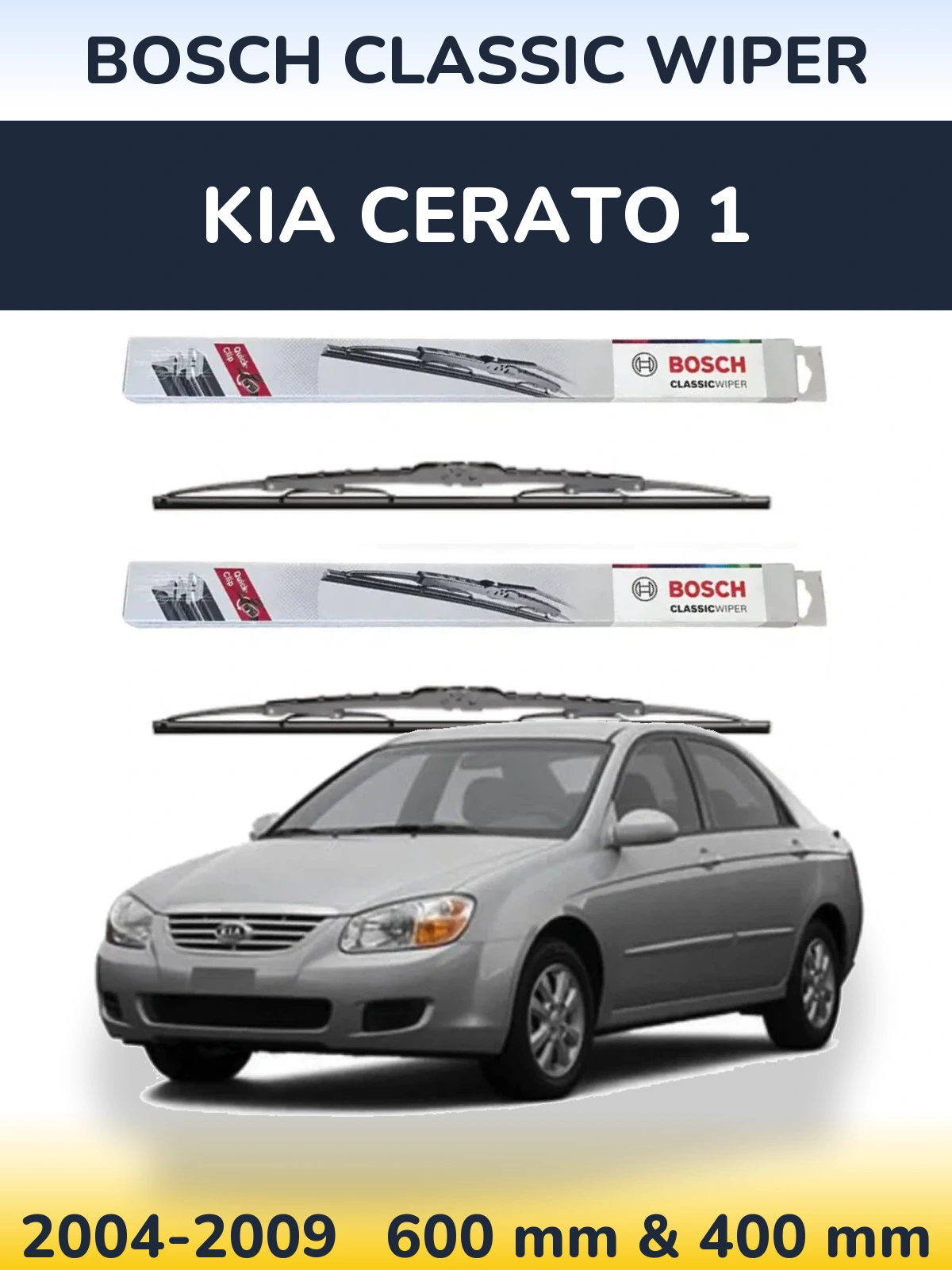 Komplet przednich wycieraczek BOSCH Classic Wiper 600 & 400 mm do KIA Cerato 1 2004-2009