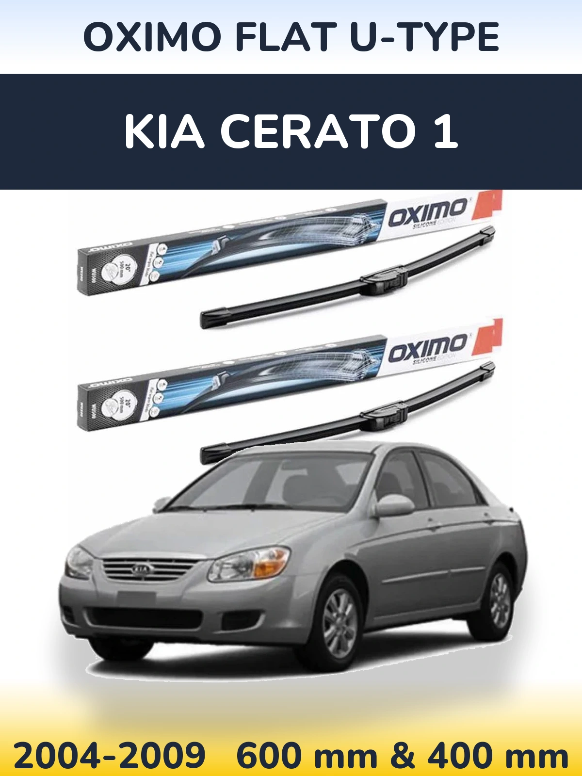 Komplet przednich wycieraczek Oximo Flat U-type 600 & 400 mm do KIA Cerato 1 2004-2009
