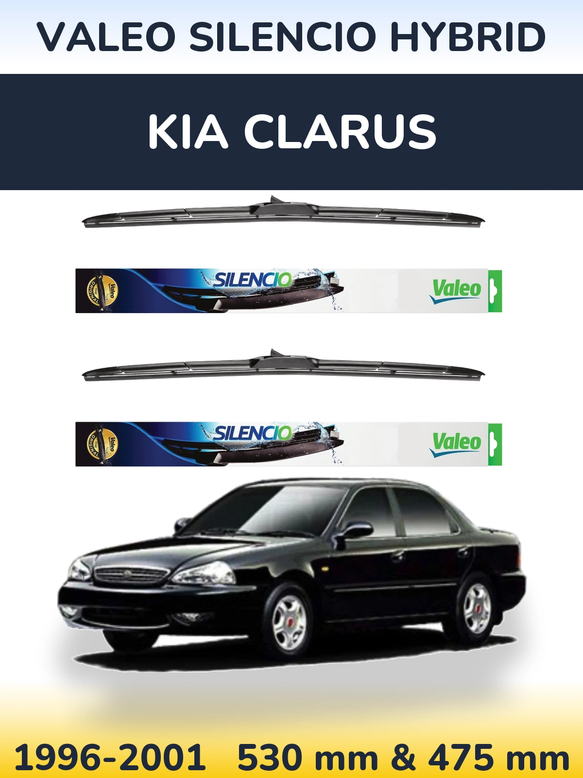 Комплект передних дворников Valeo Silencio Hybrid 530 & 475 мм для KIA Clarus 1996-2001