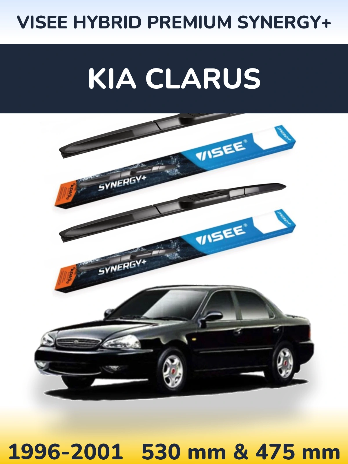 Komplet przednich wycieraczek VISEE HYBRID PREMIUM SYNERGY+ 530 & 475 mm do KIA Clarus 1996-2001