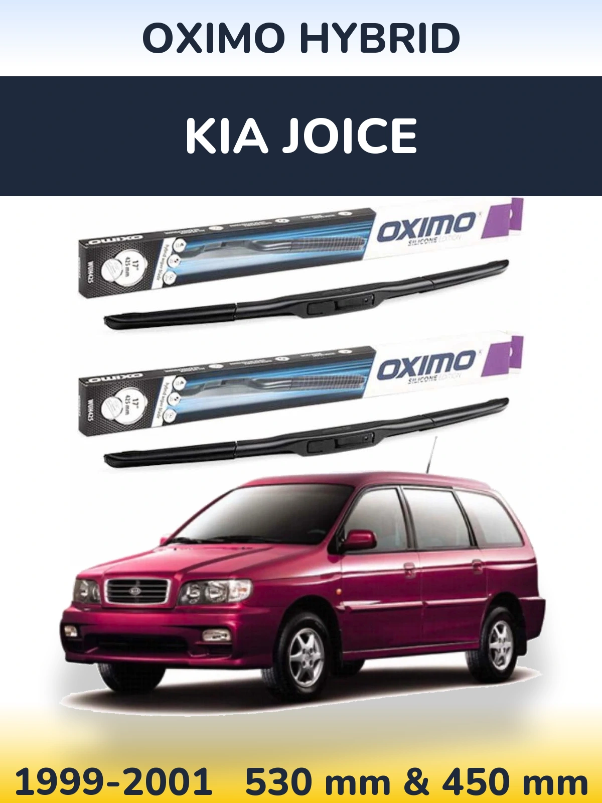Комплект передних дворников Oximo Hybrid 530 & 450 мм для KIA Joice 1999-2001