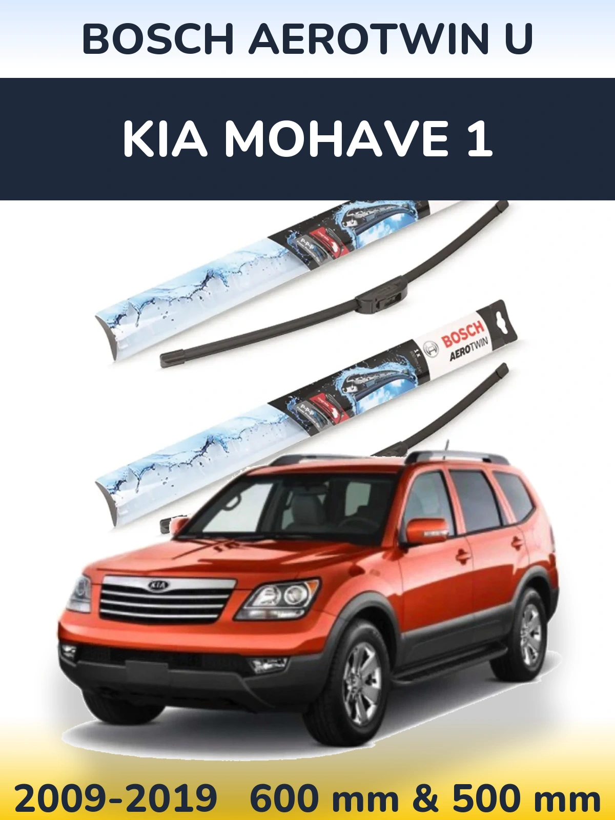 Komplet przednich wycieraczek BOSCH AeroTwin U 600 & 500 mm do KIA Mohave 1 2009-2019