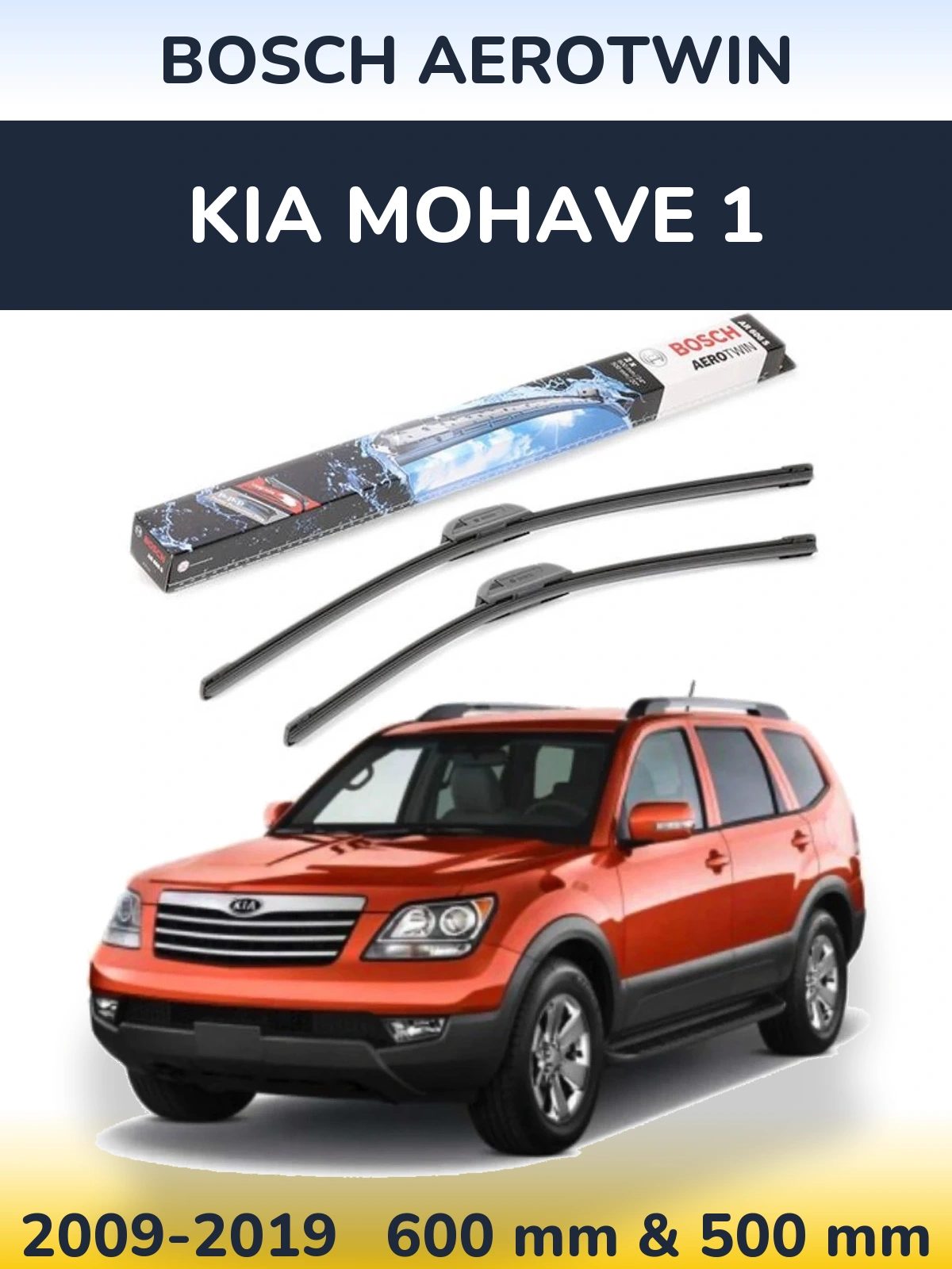 Komplet przednich wycieraczek BOSCH AeroTwin 600 & 500 mm do KIA Mohave 1 2009-2019