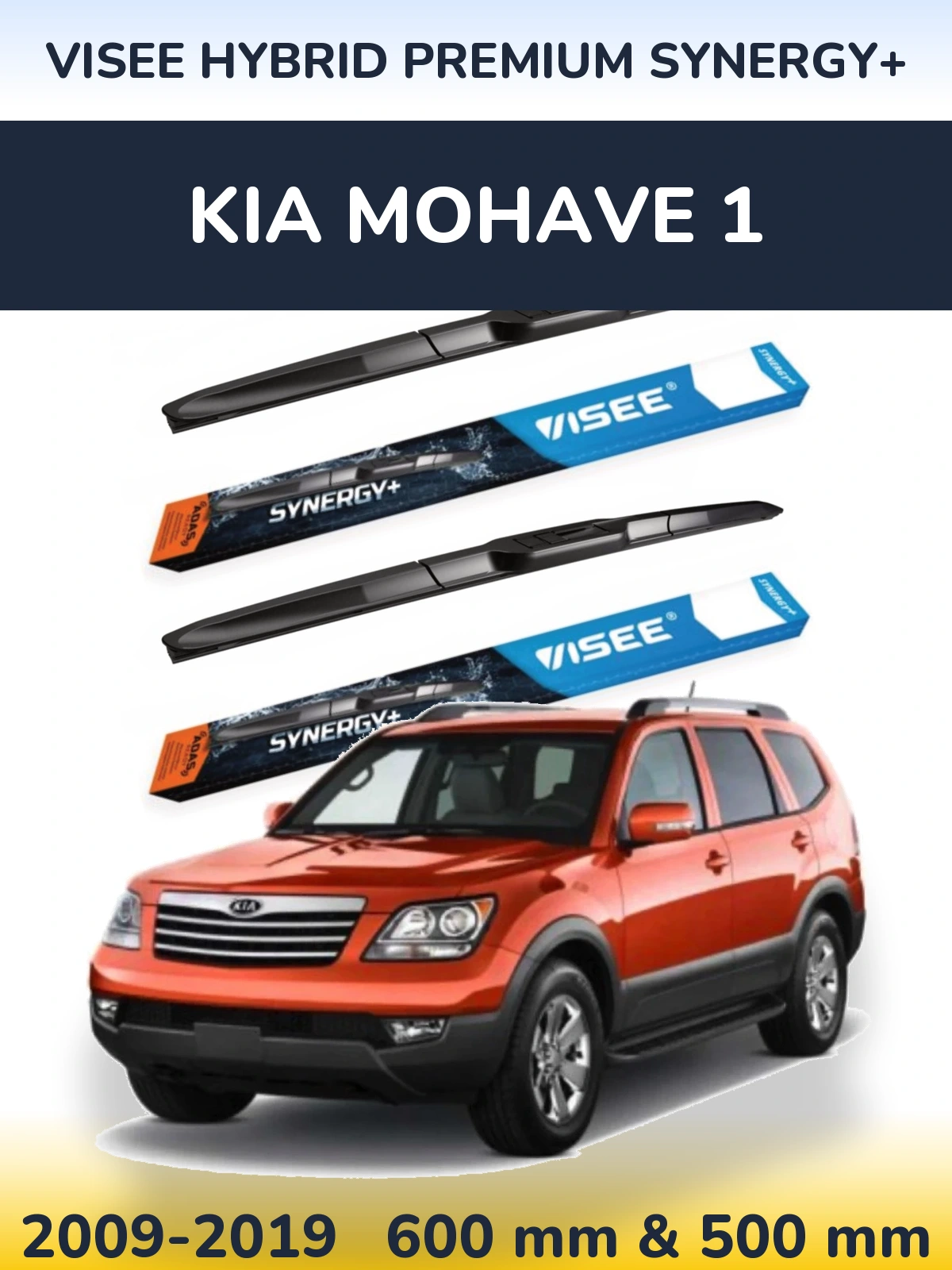 Komplet przednich wycieraczek VISEE HYBRID PREMIUM SYNERGY+ 600 & 500 mm do KIA Mohave 1 2009-2019
